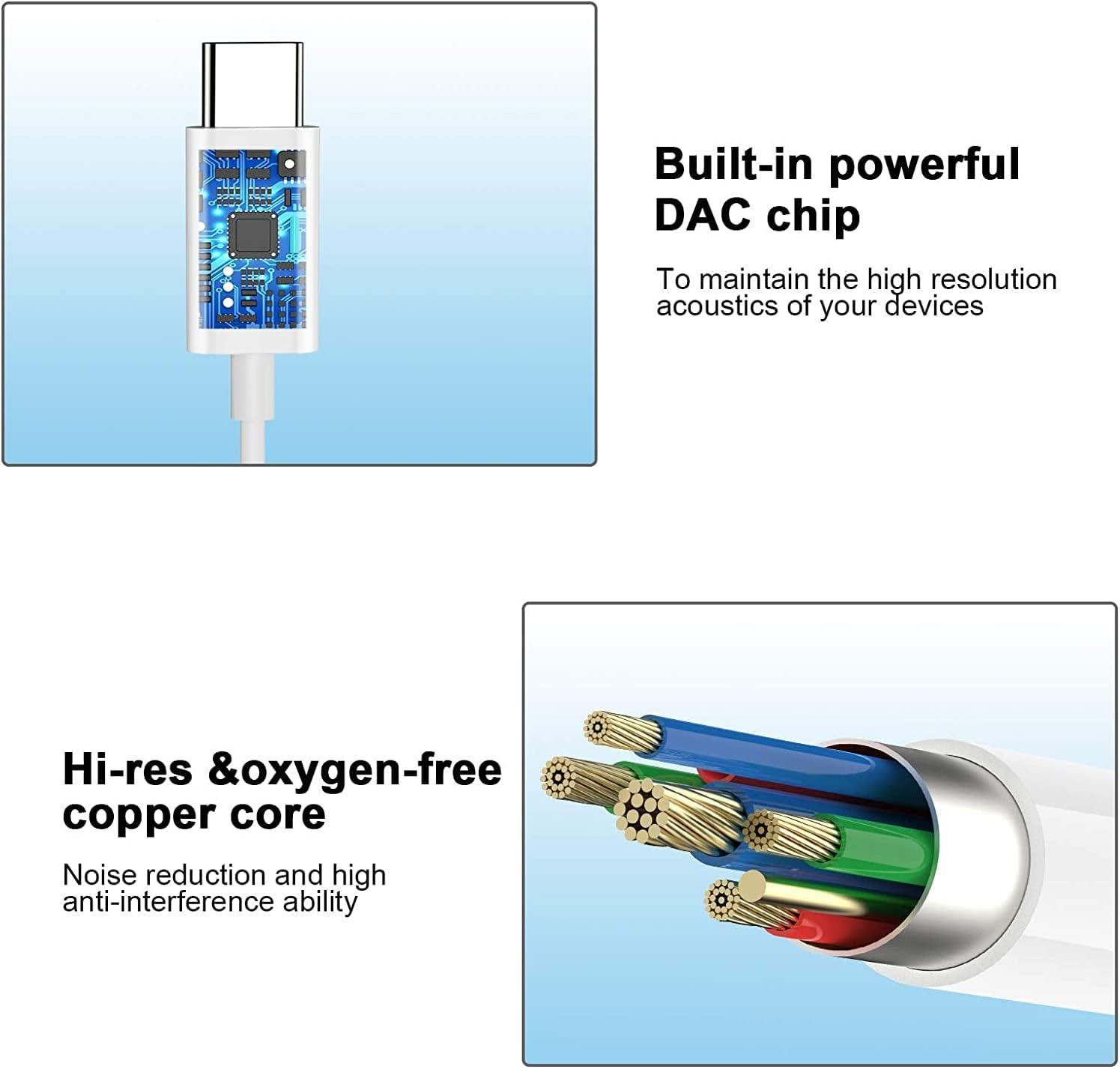 1 X USB-C Headphones for Iphone 17/16/15/Plus/Pro/Pro Max, Hifi Stereo In-Ear Headphones with Microphone and Volume Control, Compatible with Ipad Pro/Air, Galaxy S24/S23/S22/A53/A54H-Huawei (White Pcs image number 5