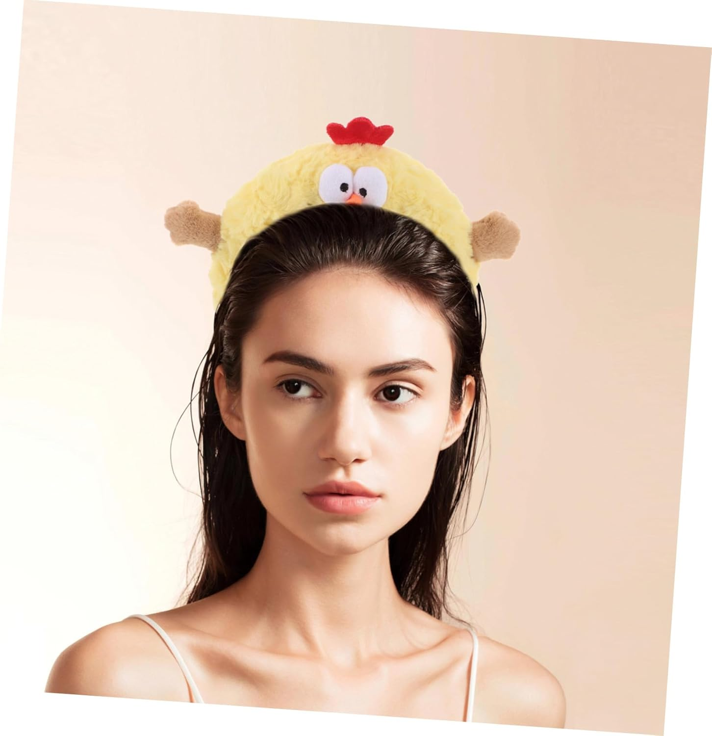 Minkissy Cute Plush Chicken Spa Headband for Women and Soft Elastic Face Wash Accessory for Skincare Makeup Hair Management Adorable Cartoon Style for Daily Use and Fun Photos image number 5