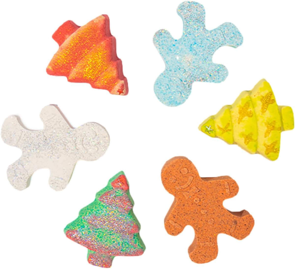 Gogogmee 6Pcs Christmas Gingerbread Man Bath Salt Fragrance Bathing Salt for Relaxation Skin Friendly Bubble Bath Experience for Family Fun