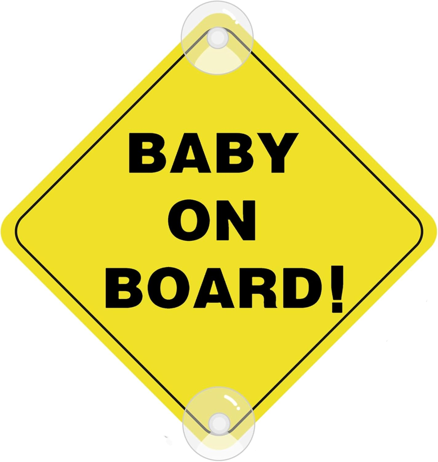 Assured Signs Baby on Board Sign with Suction Cups,Baby Safety Warning Decal for Cars- Bright Yellow, Durable and Strong Suction (Bear Baby on Board)