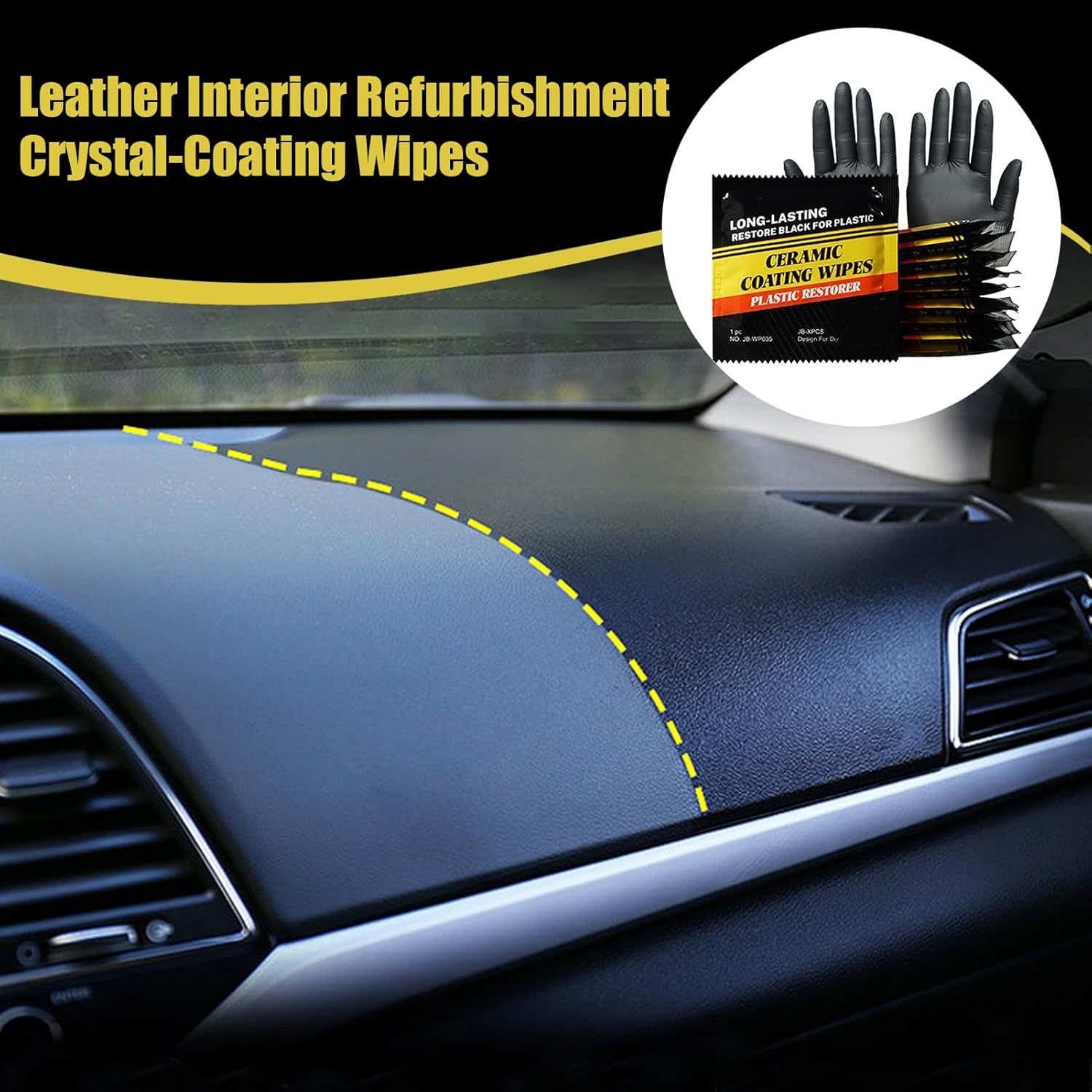 Car Interior Wipes - Vehicle Renovation Cleaner | Mild Car Cleaning Wipes for Dashboard Detailing Interior Restoration Automotive Travel Leather image number 3