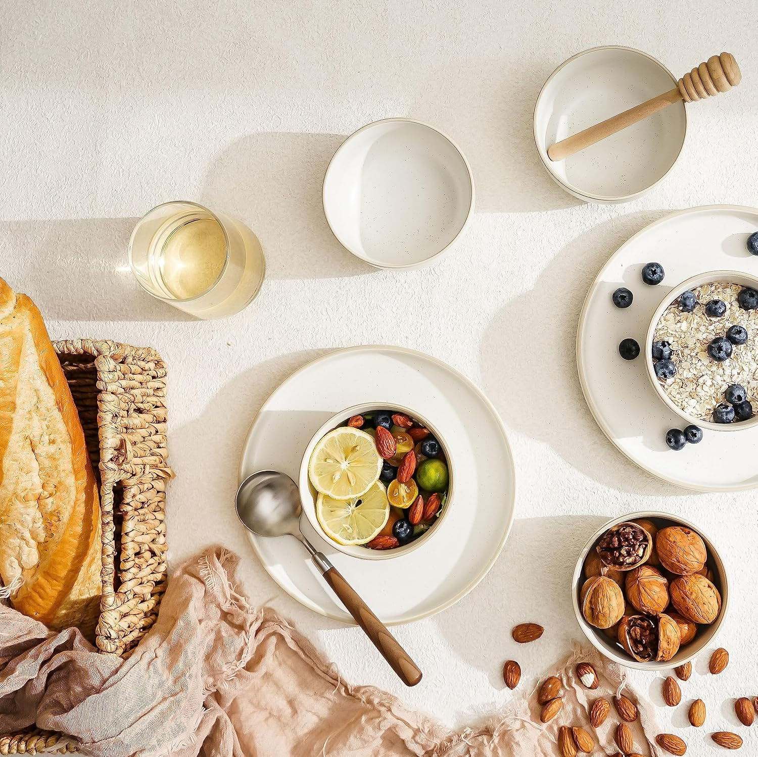 S&Q'S Ceramics Ceramic Small Bowls for Kitchen, Set of 6, 10 Ounces Small Ceramic Bowls for Condiments, Dipping, Side Dishes (Glazed Matte Off-White), (TSW) image number 5