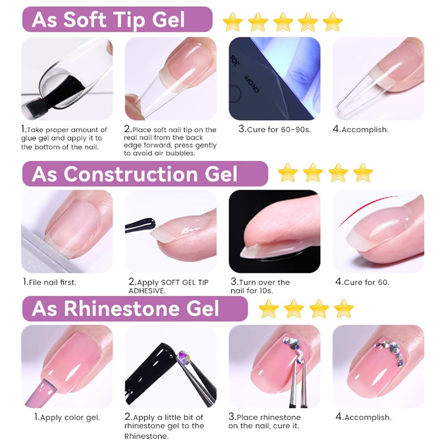 UV Nail Glue | 8Ml Odorless Fast Drying Adhesive,Extension Gel - for Beginners Professionals Home Salon Manicure Grooming Wedding Party image number 6