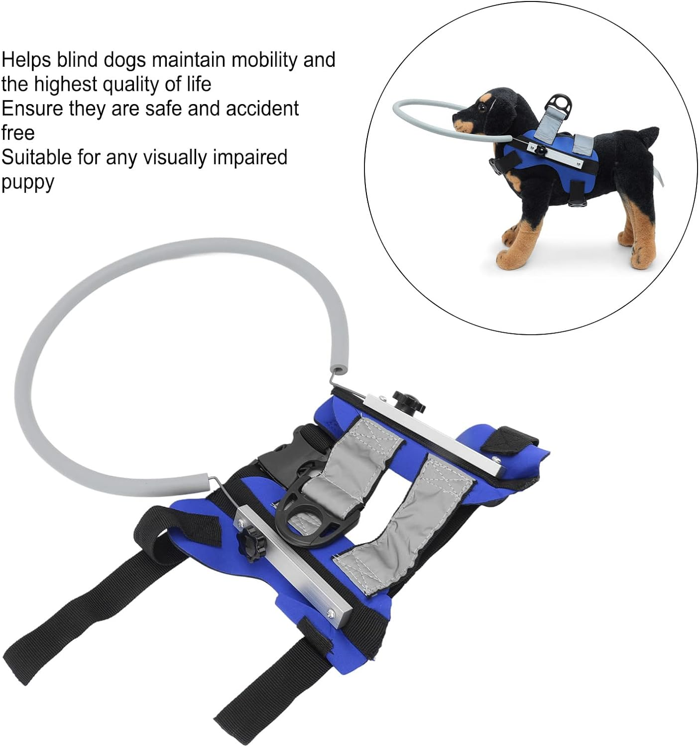 Pet Blind Halo Harness Guiding Device Practical Adjustable Lightweight Collision Avoidance, Pet anti Collision Ring with Reflective Effect for (Blue) image number 3