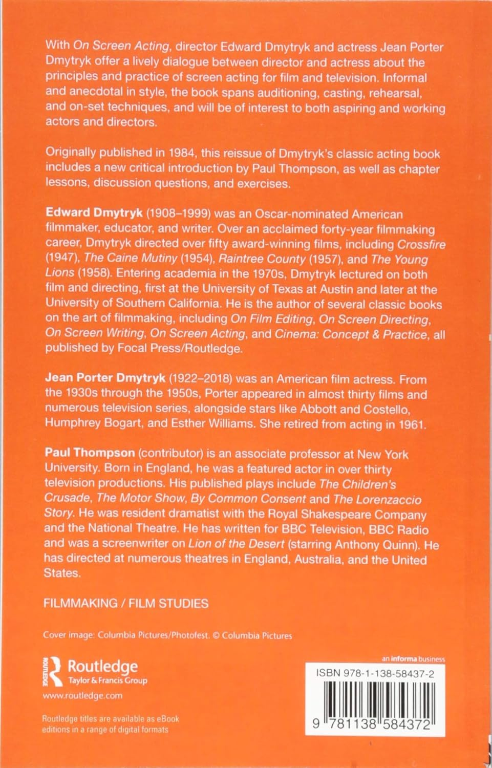 On Screen Acting: an Introduction to the Art of Acting for the Screen