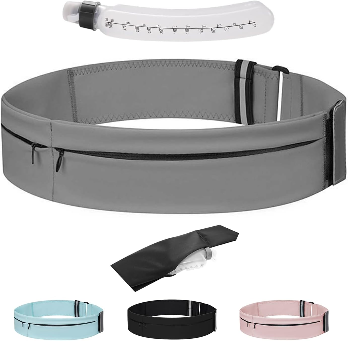 Bokmaton Slim Running Belt, 3-Pocket Adjustable Waist Bags, Waterproof Slim Fanny Pack for Men and Women, Holds All Iphone Models