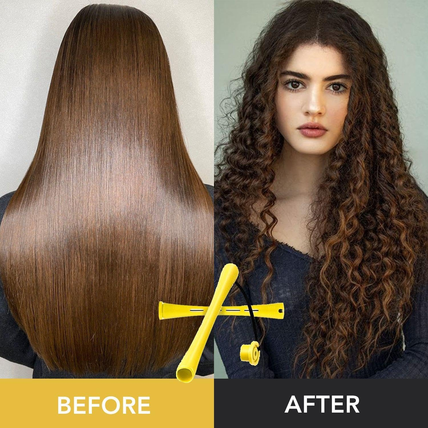 Pack of 40 Curling Irons, 1 Yellow Comb, 1 Storage Bag, Curling Iron, Fluffy Curling Comb, Perm Roller, Giant Flexible Wand