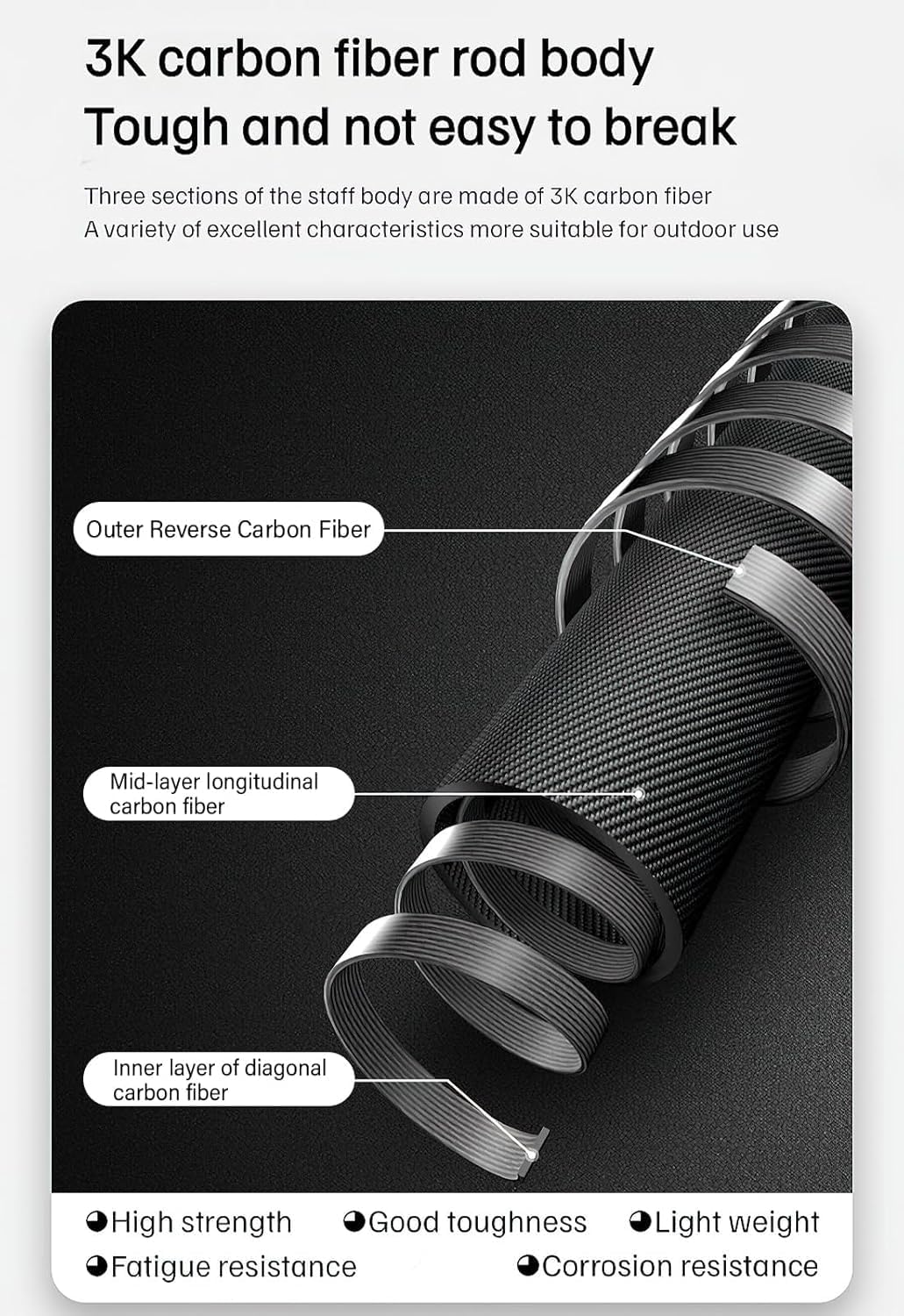 Naturehike 3K Carbon Fiber Trekking Poles-Collapsible and Telescopic 3 Section Ultralight Hiking Poles for Women Men Walking Poles Travel Backpacking Camping - Elegant Green / 47.2 Inch image number 2