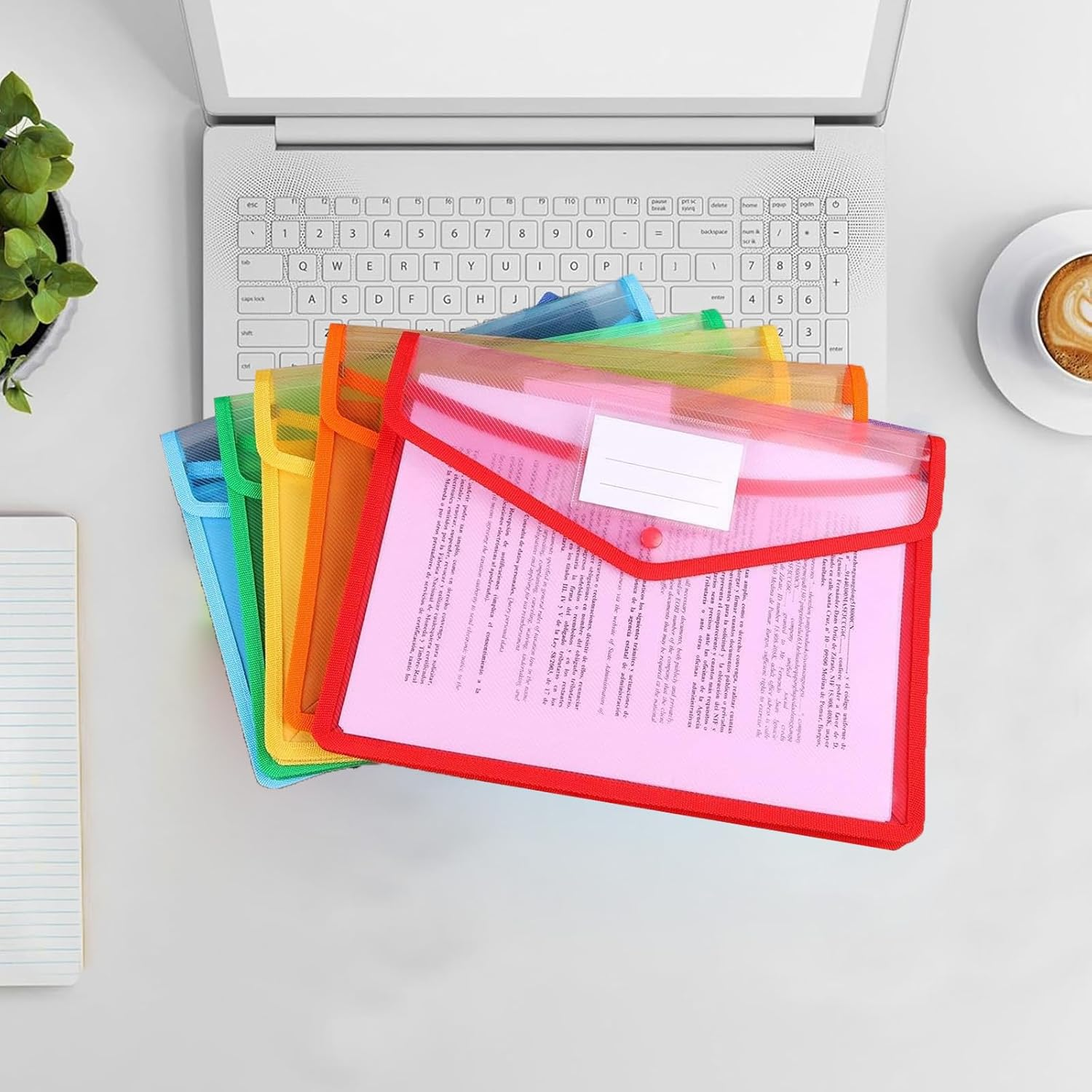 Igolife Plastic File Folder, 9 Pcs Large-Capacity Poly Envelope Expanding File Wallet Document Folder A4 Accordion File Pouch with Label Pocket and Snap Button for School Home Work Office Organization