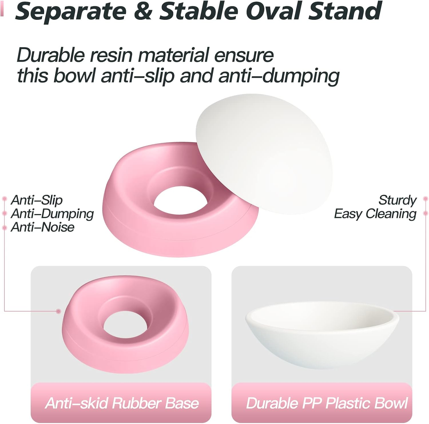 Hi, Ravitat Cat Bowls Elevated Cat Food Bowl Adjustable Cat Dish Anti-Slip and Anti-Noise Raised Cat Bowl Protecting Pet&rsquo;S Spine Thickened Plastic Bowl Suitable for Indoor Cats, 17 Oz