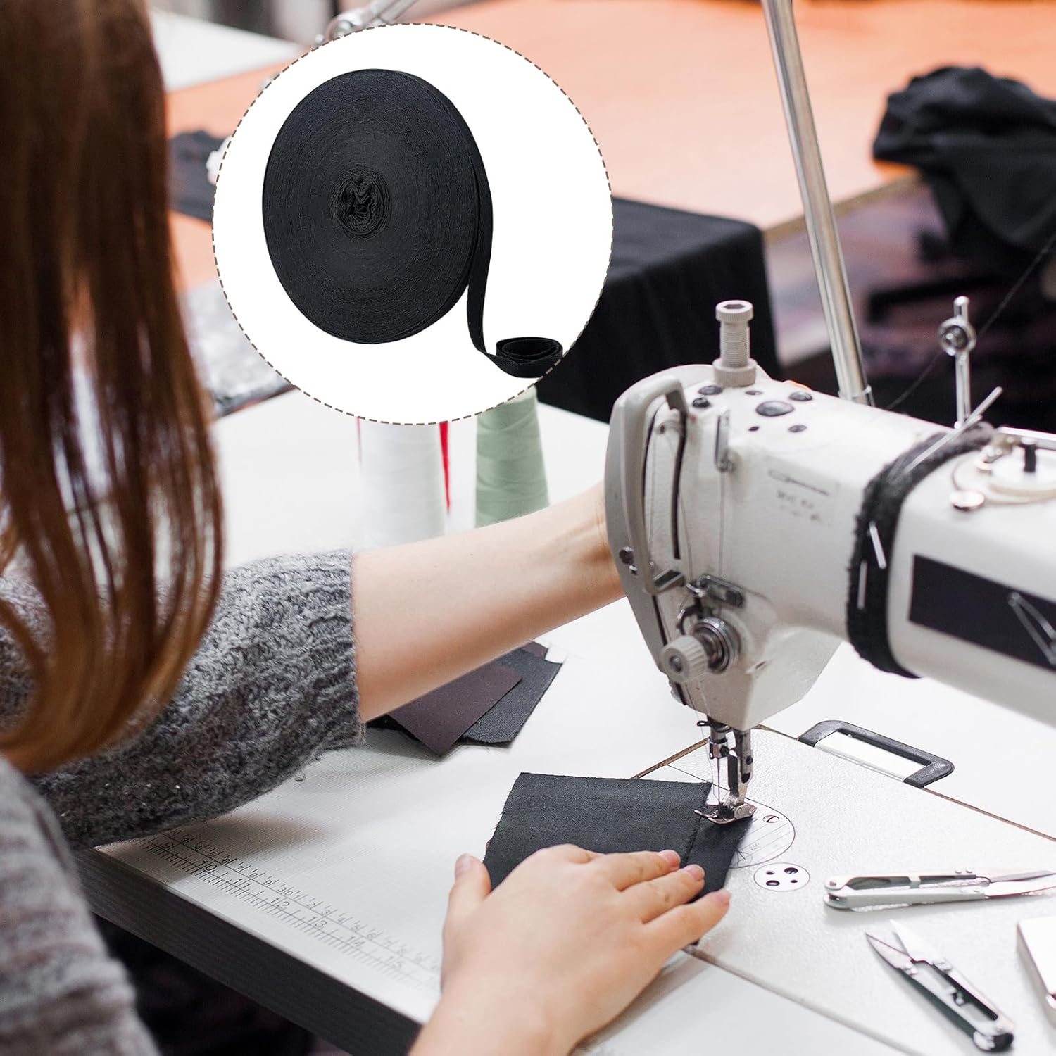 Black Cotton Herringbone Twill Tape - 45 Metre Roll, 20 Mm Wide for Sewing, Crafts and Home Decor image number 1