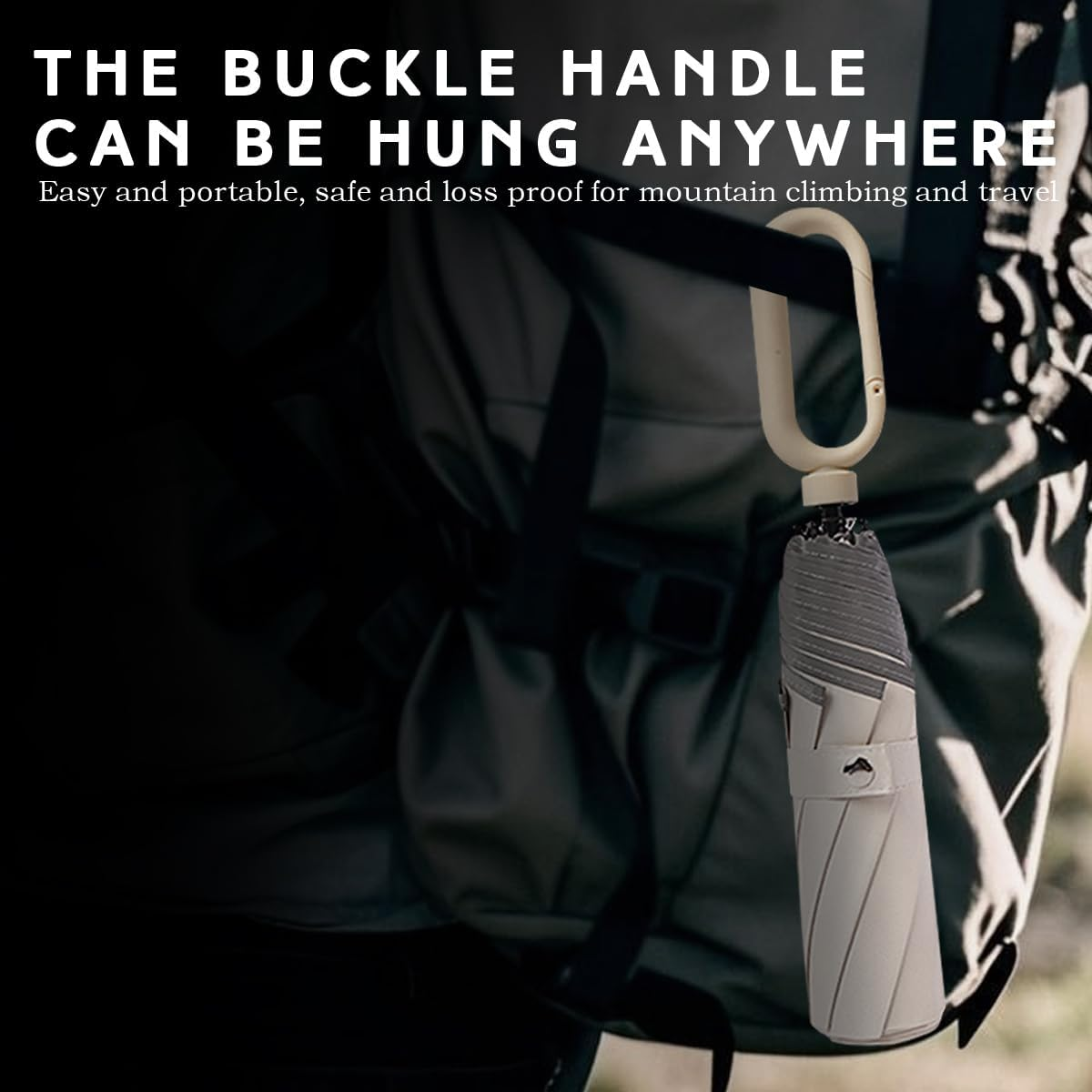 Foldable Windproof Ring Buckle Umbrella with Protect the Reflective Strip Rain and Sun Weather Resistant UV Guarded Sophisticated Manual 8-Bones Umbrella for Travel and Work - Blue image number 7