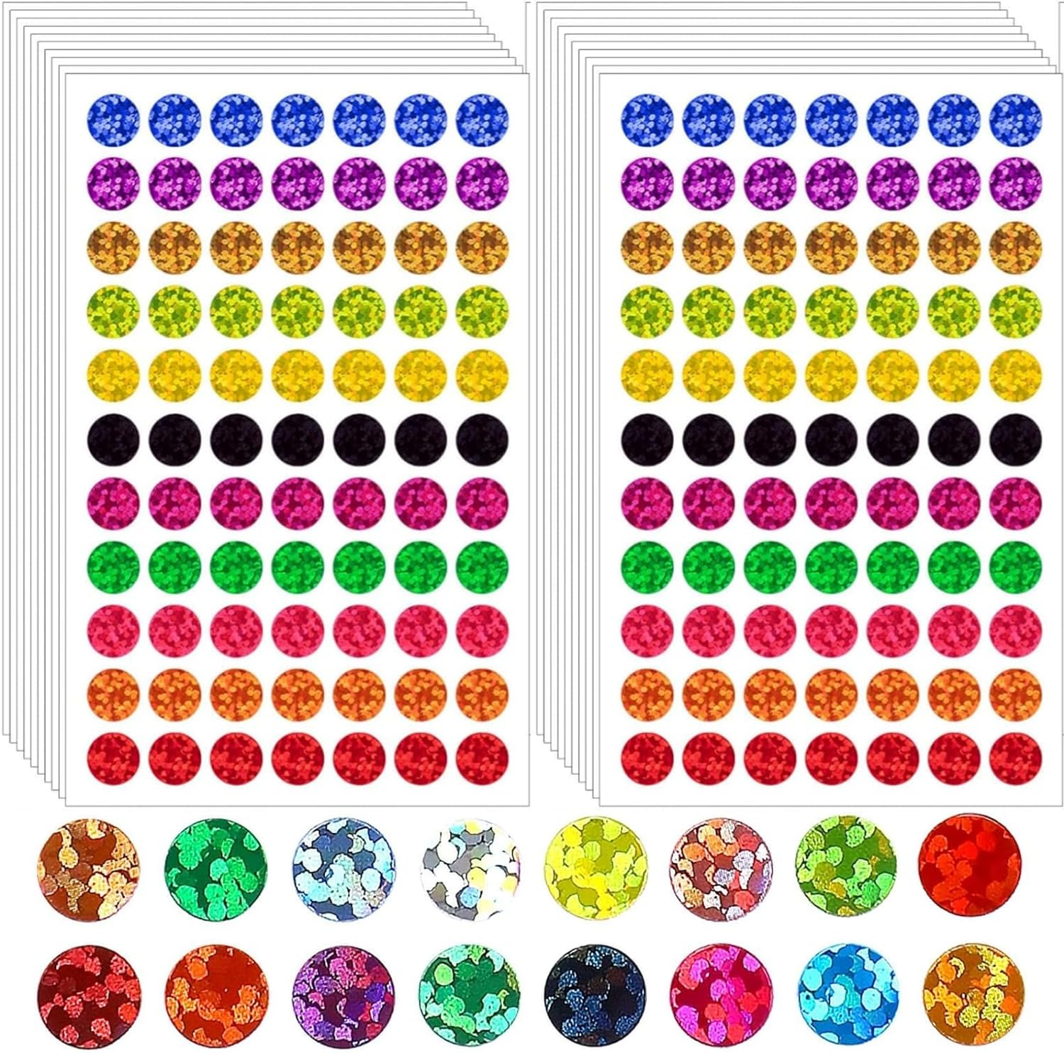 1540 Pcs Dot Stickers,Sparkle Coloured Circle Sticker,10 Mm Sticker Dots,Coloured Shape Stickers(20Sheet, 11 Colors)