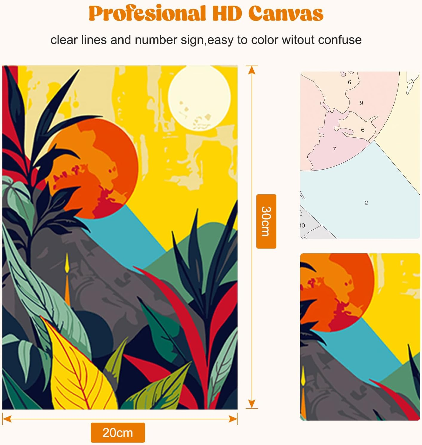 RICUVED Mountain Paint by Numbers Landscape Painting by Numbers Children with 20 X 30 Cm Wooden Frame, DIY with Brushes and Acrylic Paints, Hand Painted Oil Painting Canvas for Home Deco image number 3