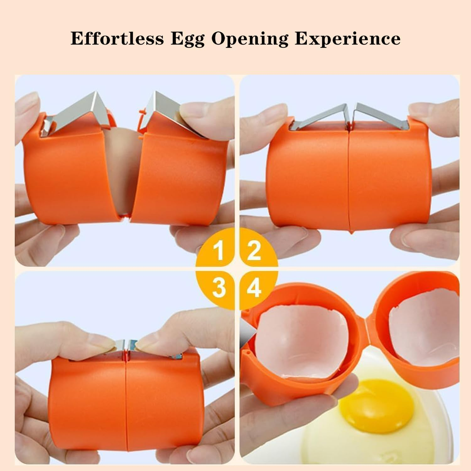 Egg Shell Opener, Raw Egg Opener Tool, Handheld Eggshell Opener, Portable Egg Shell Opener Tools, Everyday Kitchen Gadgets (Orange) image number 3
