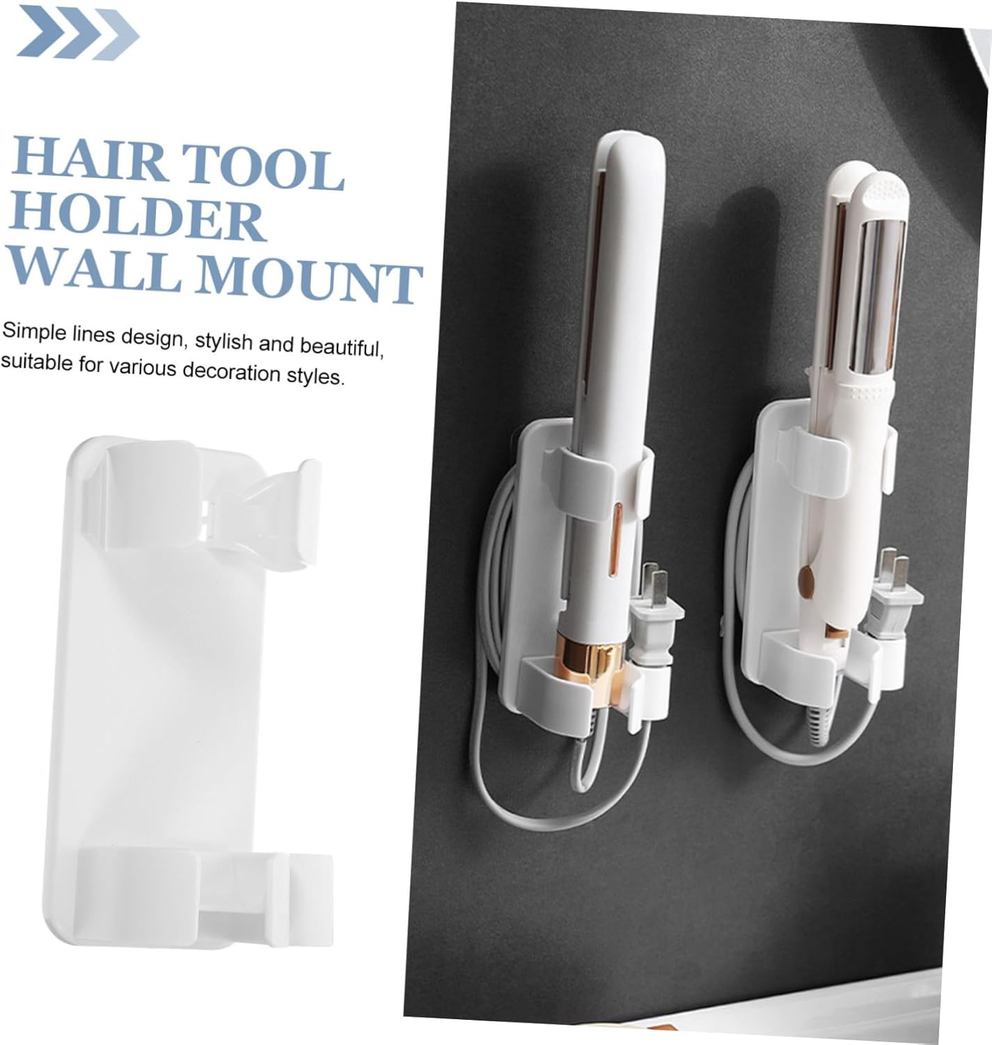 DINHEAROM Multi Functional Wall Mounted Hair Tool Holder Easy Install Hair Organizer for Bathroom Salon Stylish Storage for Curling Irons Hair Dryers image number 6