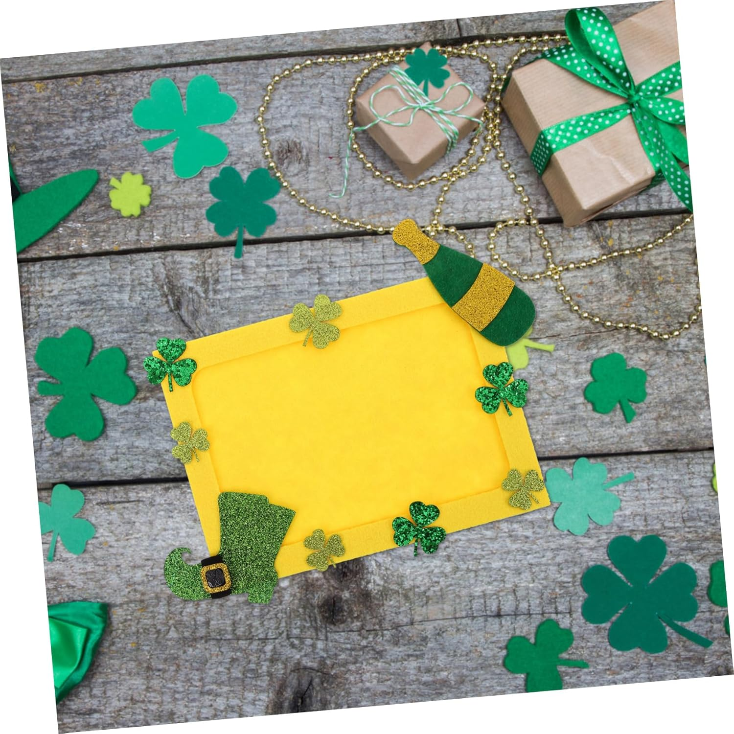 Milisten Patrick'S Day Photo Frame Green Shamrock Design Unfinished Nonwoven Craft for Home Decor Easy to Assemble Holiday Decoration for Celebrating Patrick'S Day image number 5