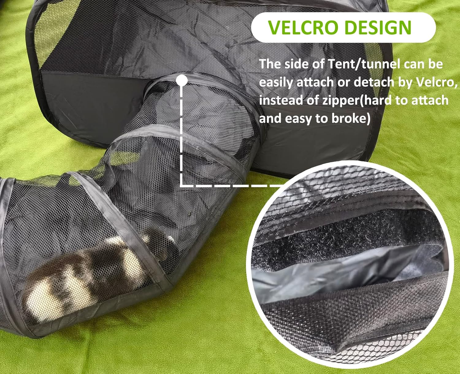 Guinea Pigs Playpen with Surround Tunnel,Pop Open Tent with Tube for Dwarf Rabbits,Chinchilla,Ferret and Other Small Animals to Run and Exercise Indoor or Outdoor (Playpen with Tunnel) image number 3