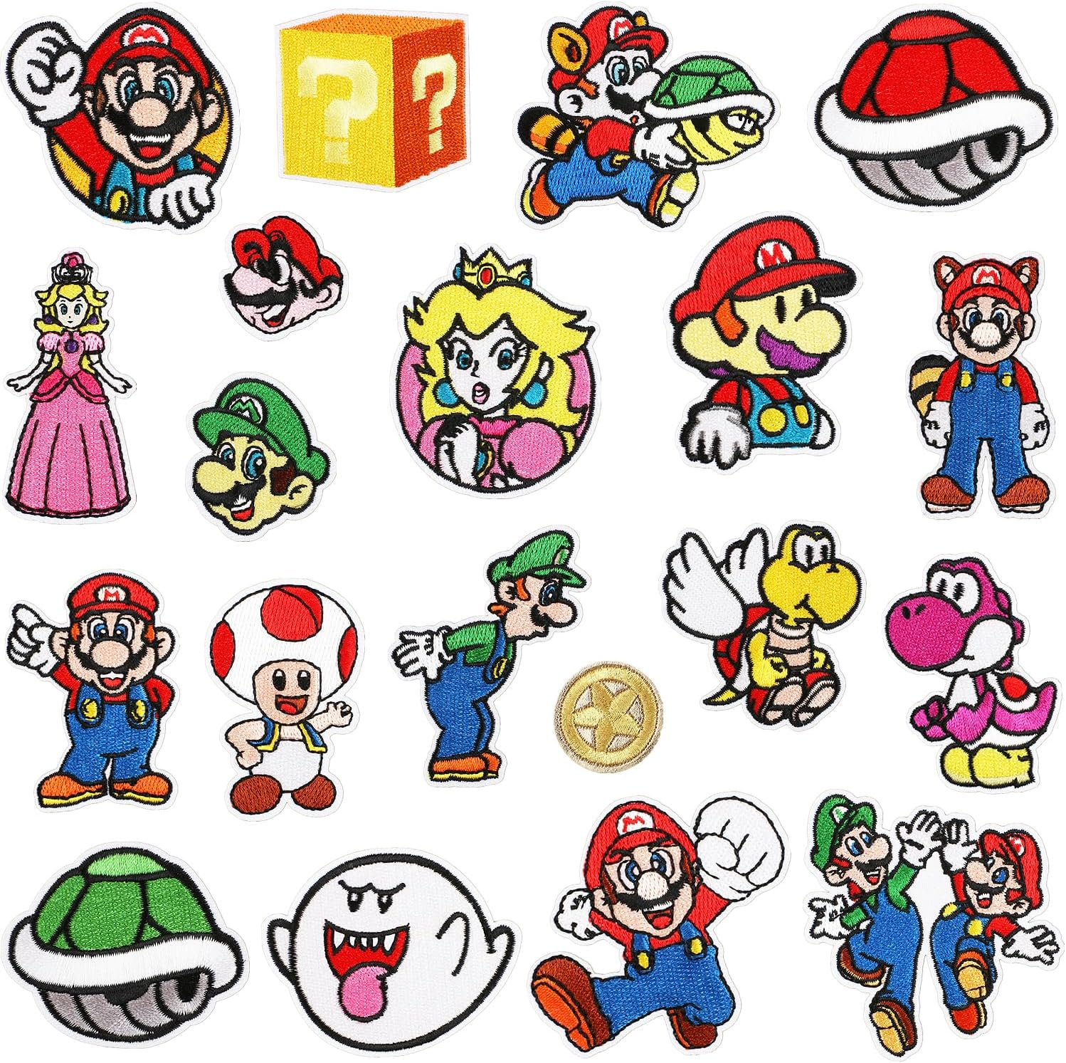 Iron on Patches - 20 Pieces Embroidered Applique, Sew on Fabric Repair Patches, Cute Cartoon Anime Mario Design for Kids Adult Clothes, Jeans, Jackets, Hats, Shoes, Backpacks image number 4