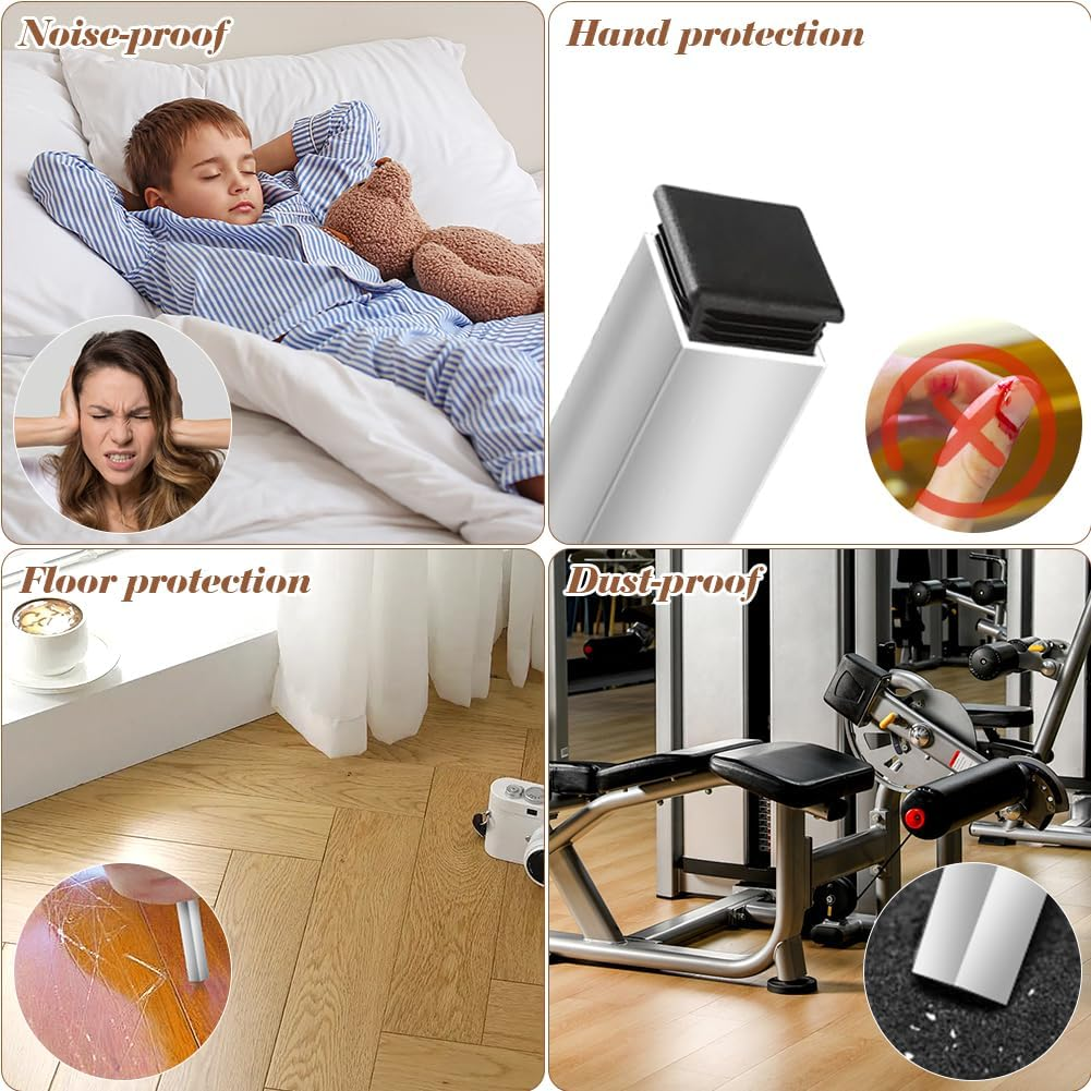 OSDUE 16PCS Square 16 * 16Mm Plastic End Caps, Furniture Caster Cups,Non-Slip Furniture Pads, for Bed Cabinet Sofa Tables Desks Chairs Bed Furniture Foot (Black), Prevent Scratches & Damage image number 4