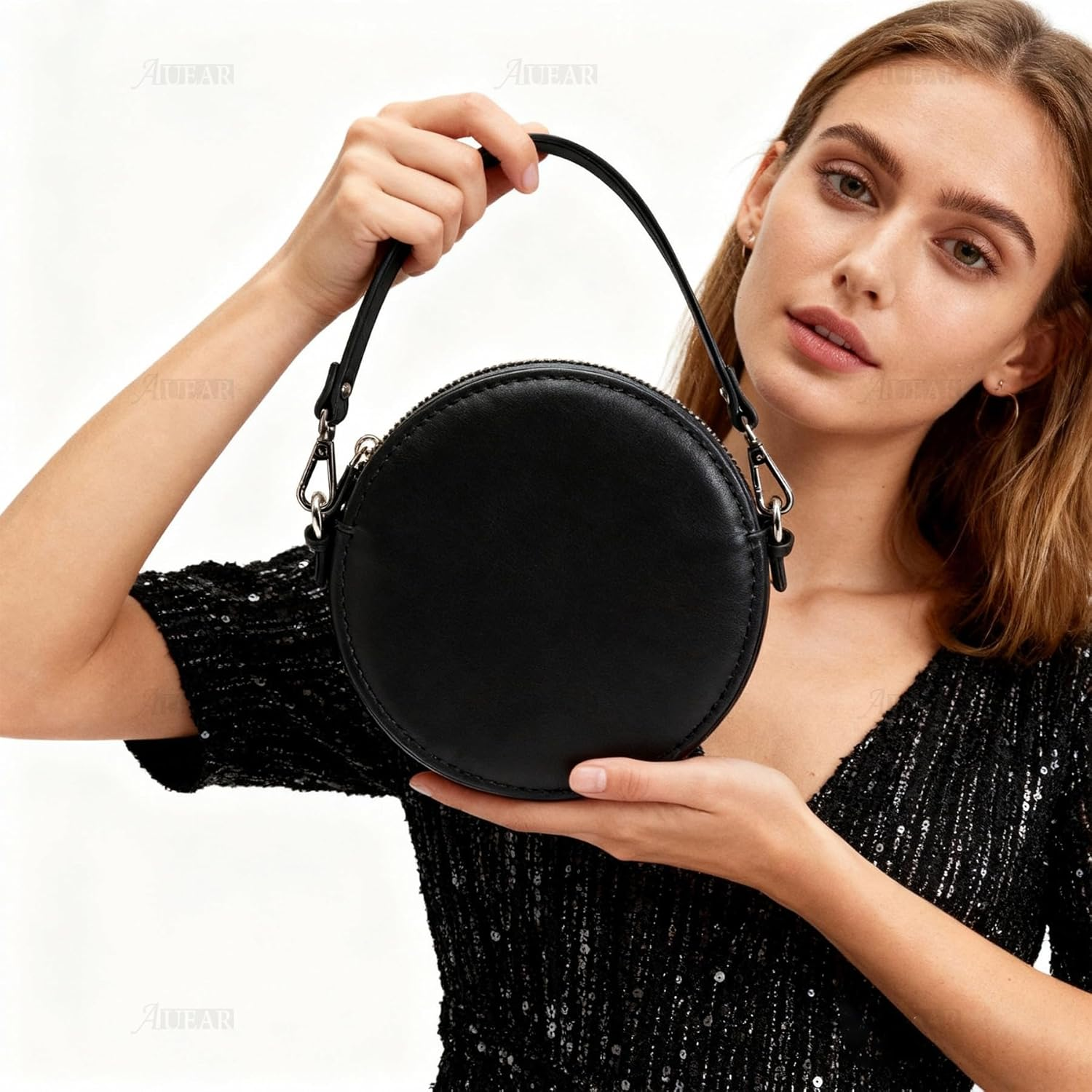 AUEAR, 2 Pack Leather Purse Strap Replacement Handbag Shoulder Bag Black with Gun Black Lock MC16752_GROUP1 image number 6