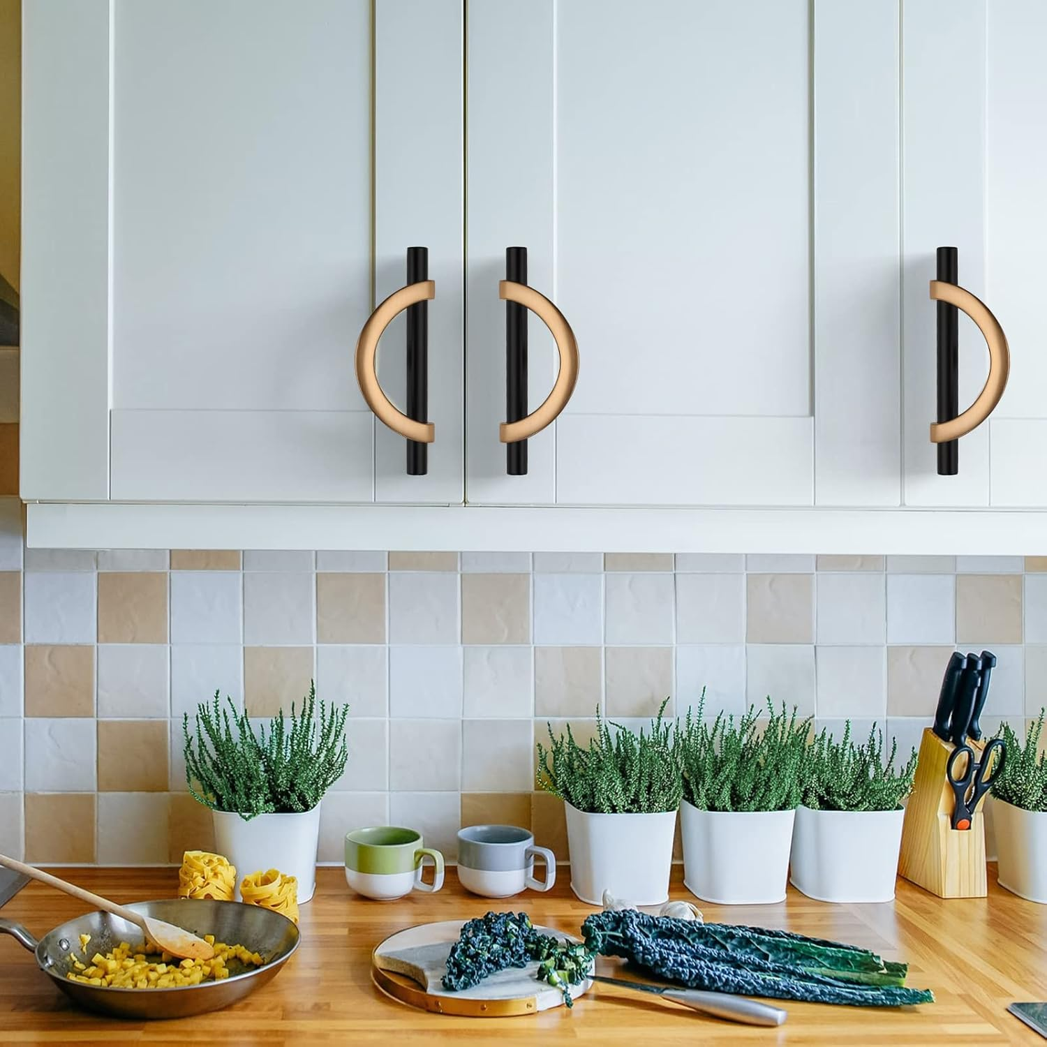 Amerdeco 10 Pack Black Brushed Gold Cabinet Pulls 5 Inch(128Mm) Hole Centers Kitchen Cabinet Handles Hardware Kitchen Handles for Cabinets Cupboard Handles Drawer Pulls&hellip; image number 2