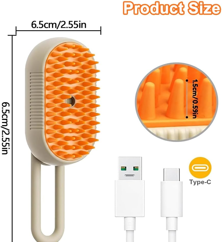 Cat Brush with Steam, 3 in 1 Cat Brush Steaming Cat Spray Massage Comb Cat Brush with Water, Steamy Brush Cat Pet Spray Massage Comb Cat Brush for Massage Hair Removal image number 2