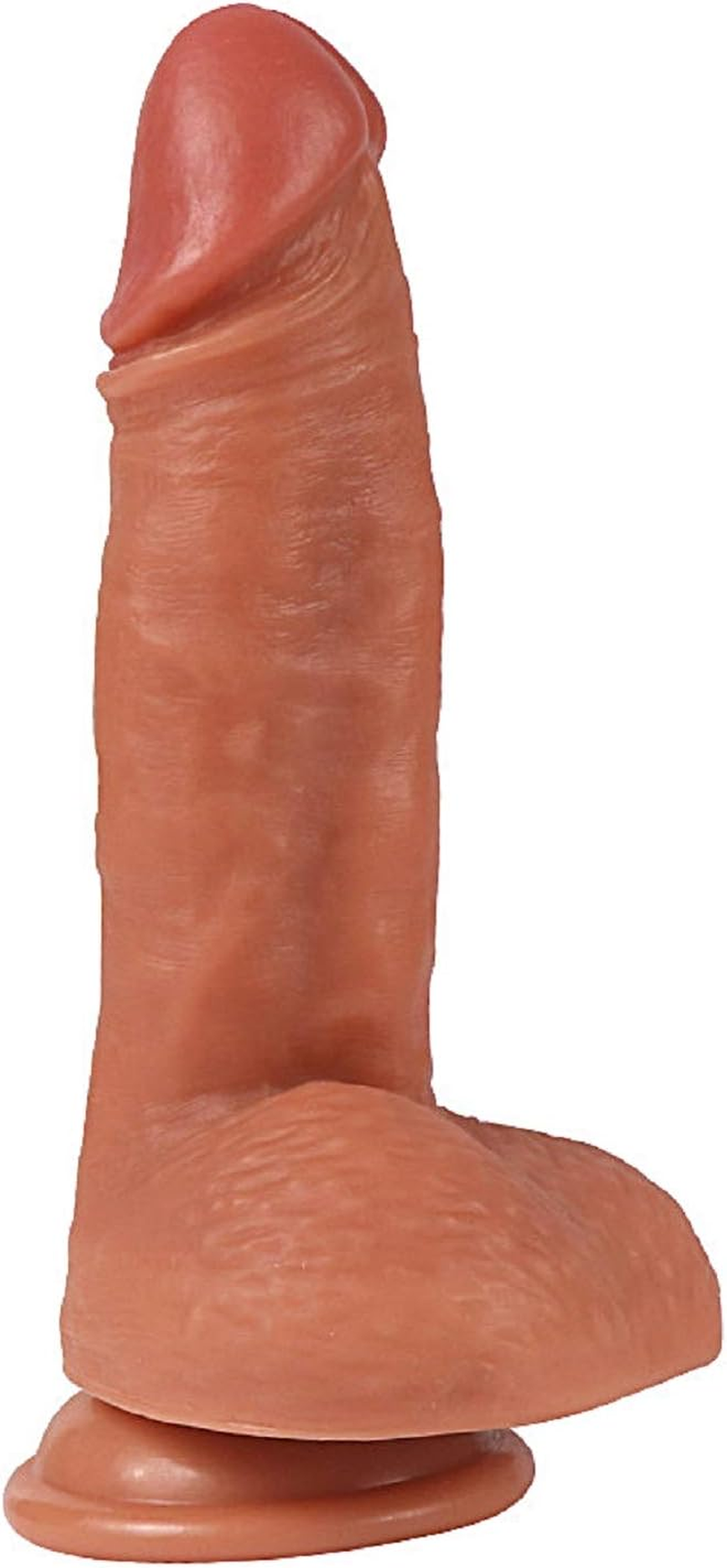 Hyper Realistic Dildo, Anfei Dual-Layered Silicone Cock Slightly Bendable 7.87 Inch G Spot Dildo Penis Toy Premium Liquid Silicone Penis Dong with Suction Cup image number 4