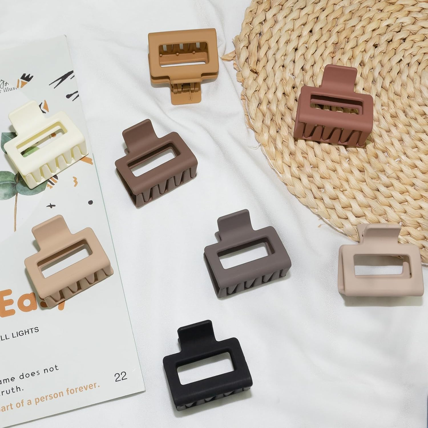 Cobinaan Medium Matte Rectangle Claw Hair Clips for Women Girls, 2 X 1 X 1.8 Inch, 8Pcs Warm Color, Nonslip Hair Jaw Clips for Thin/Medium Thick Hair - 8Pcs Cool Color image number 6