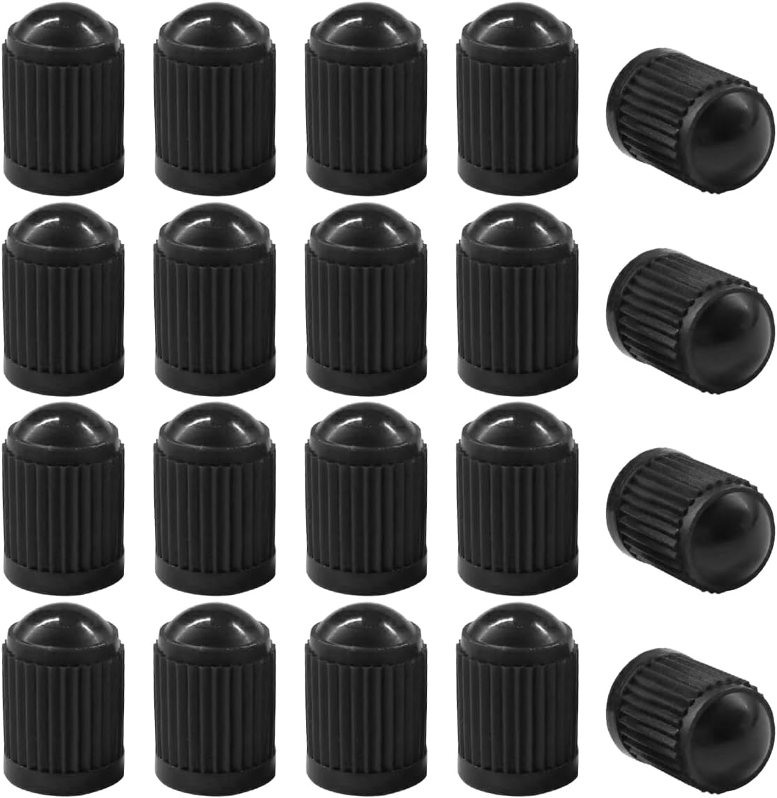 20PCS Car Tire Valve Stem Caps, Plastic Tire Stem Valve Dust Cover with O Rubber Seal, Universal Tire Air Valve Cap Stem Covers for Cars, Suvs, Trucks, Bikes and Motorcycles (Black)