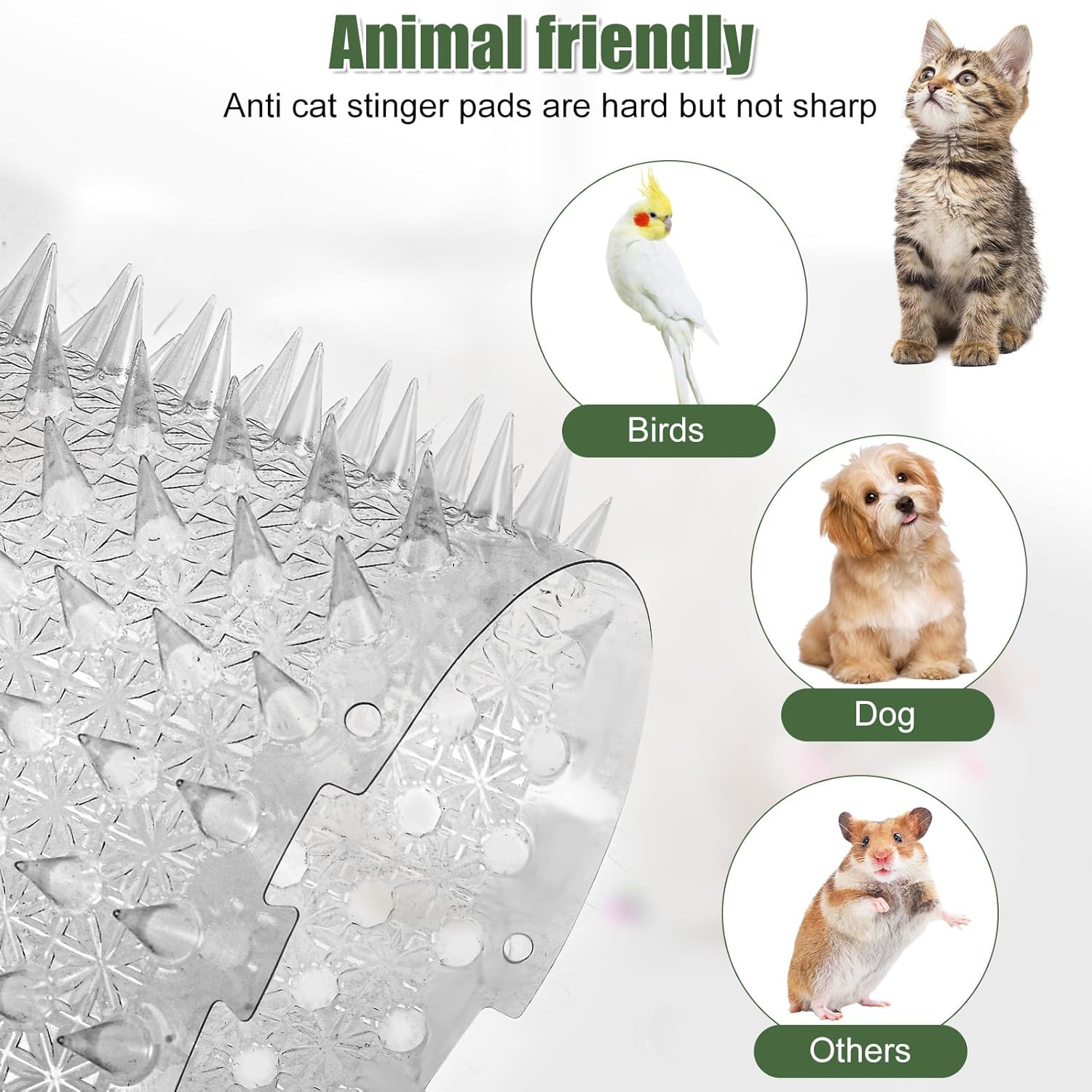 10Pcs Pet Repellent Mat-Anti Cat Mat-Cat Scat Mat with Spikes-Indoor Cat Scat Mat-Spike Mats-Outdoor Cat Scat Mat-Clear Scat Mat Cat Spike Mat Cuttable Scat Mat for Sofa Door Balcony Patio 13&times;16 Inch image number 1