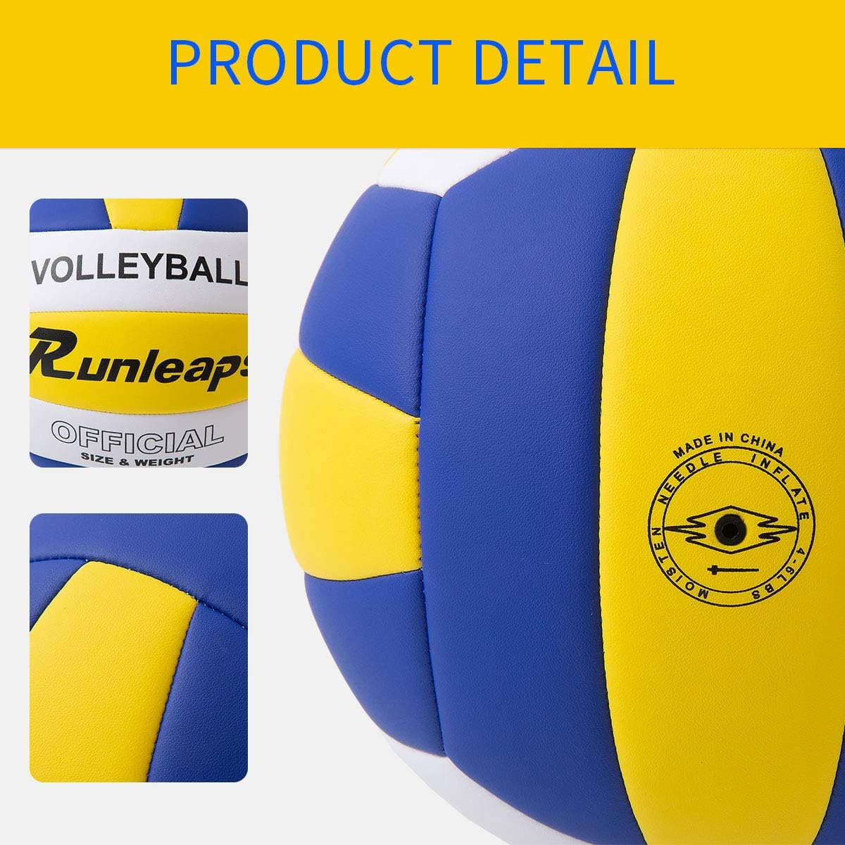 Runleaps Volleyball, Waterproof Indoor Outdoor Volleyball for Beach Game Gym Training (Official Size 5) image number 6