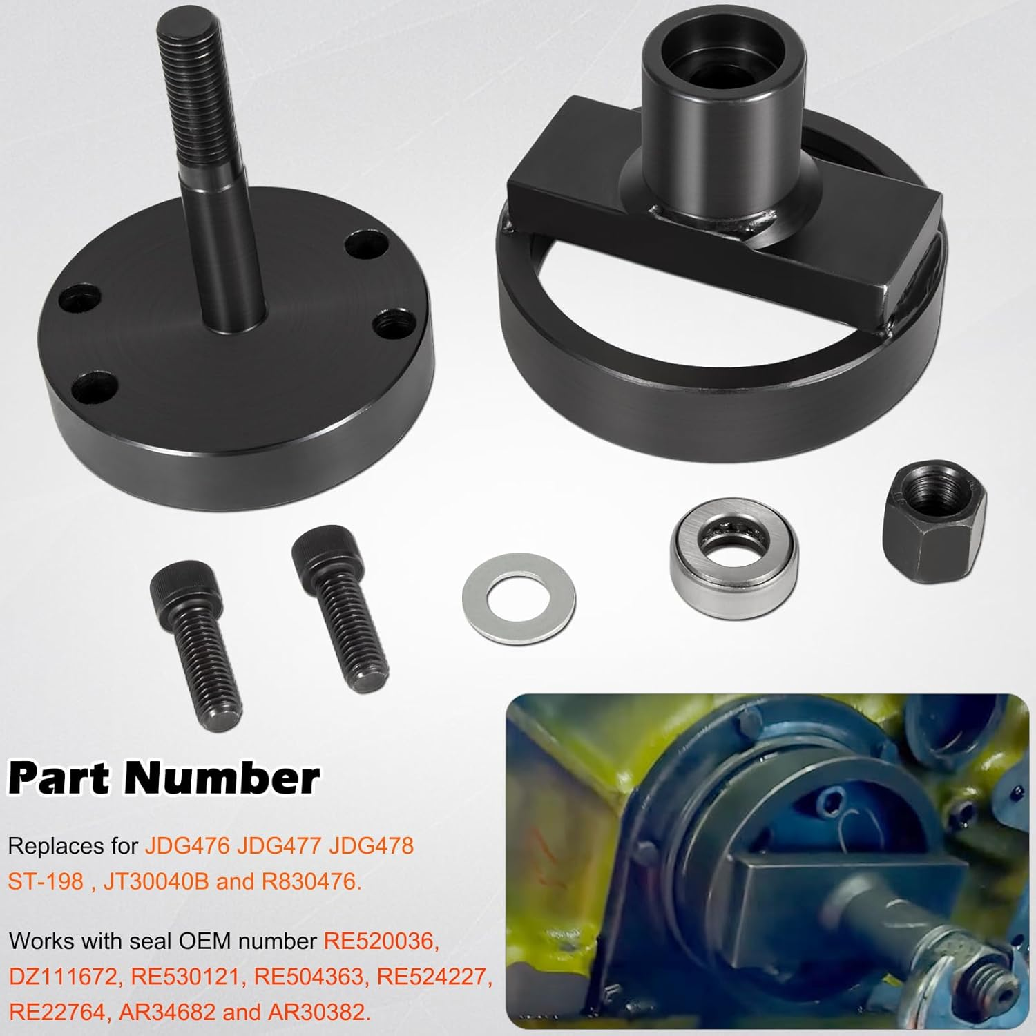 Rear Main Seal Installer Tool JDG476 JDG477 JDG478 Fits for J D 404 466 6076 7.6L 8.1L Engines, Rear Crankshaft Seal and Wear Sleeve Installer Tool - Similar to R830476