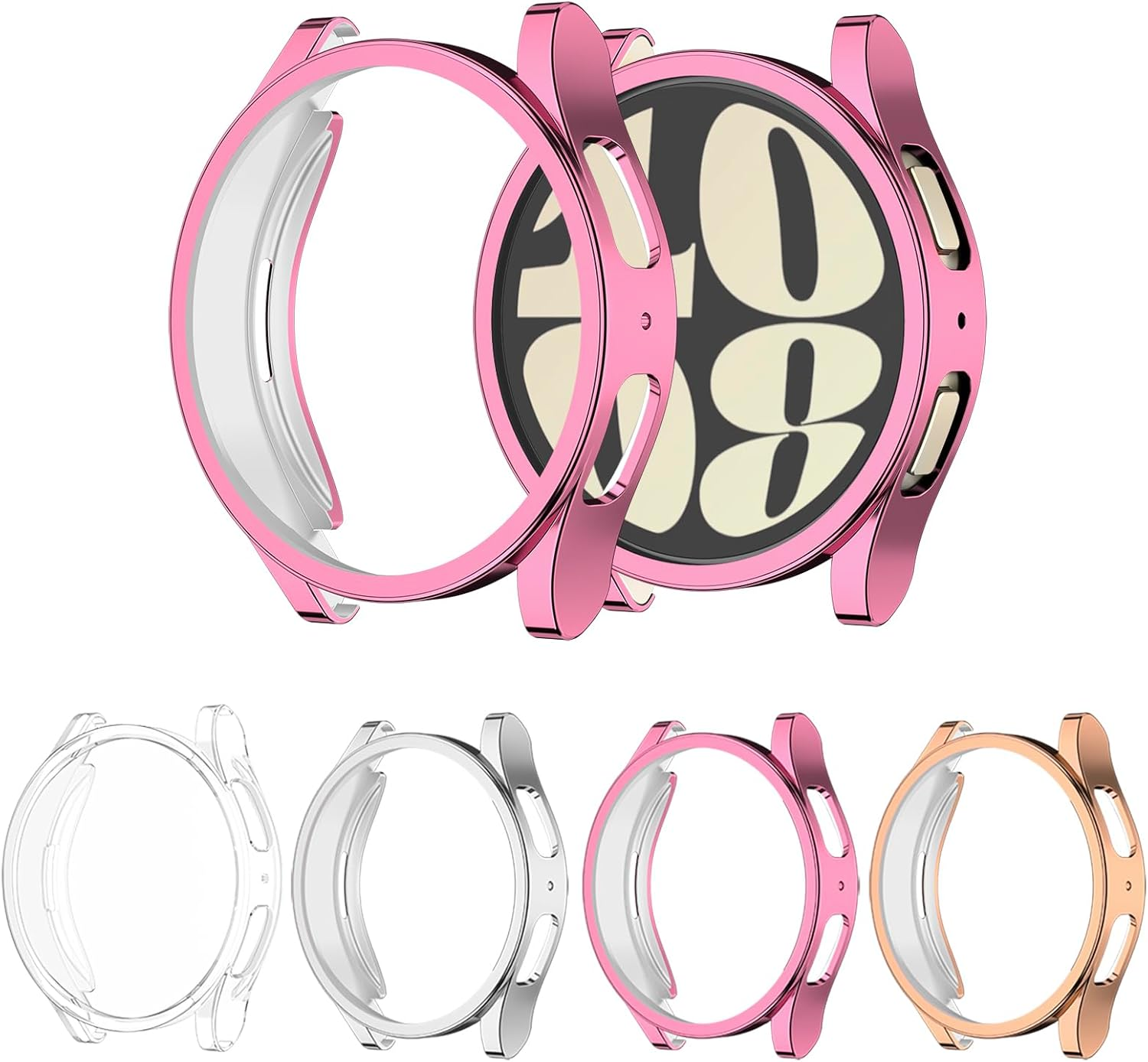 [4-Pack] Meliya for Samsung Galaxy Watch 6 40Mm Screen Protector Case, Soft TPU Full around Protective Bumpers Cover for Samsung Galaxy Watch 6 40Mm (40Mm, Black+Blue+Gray+Clear)