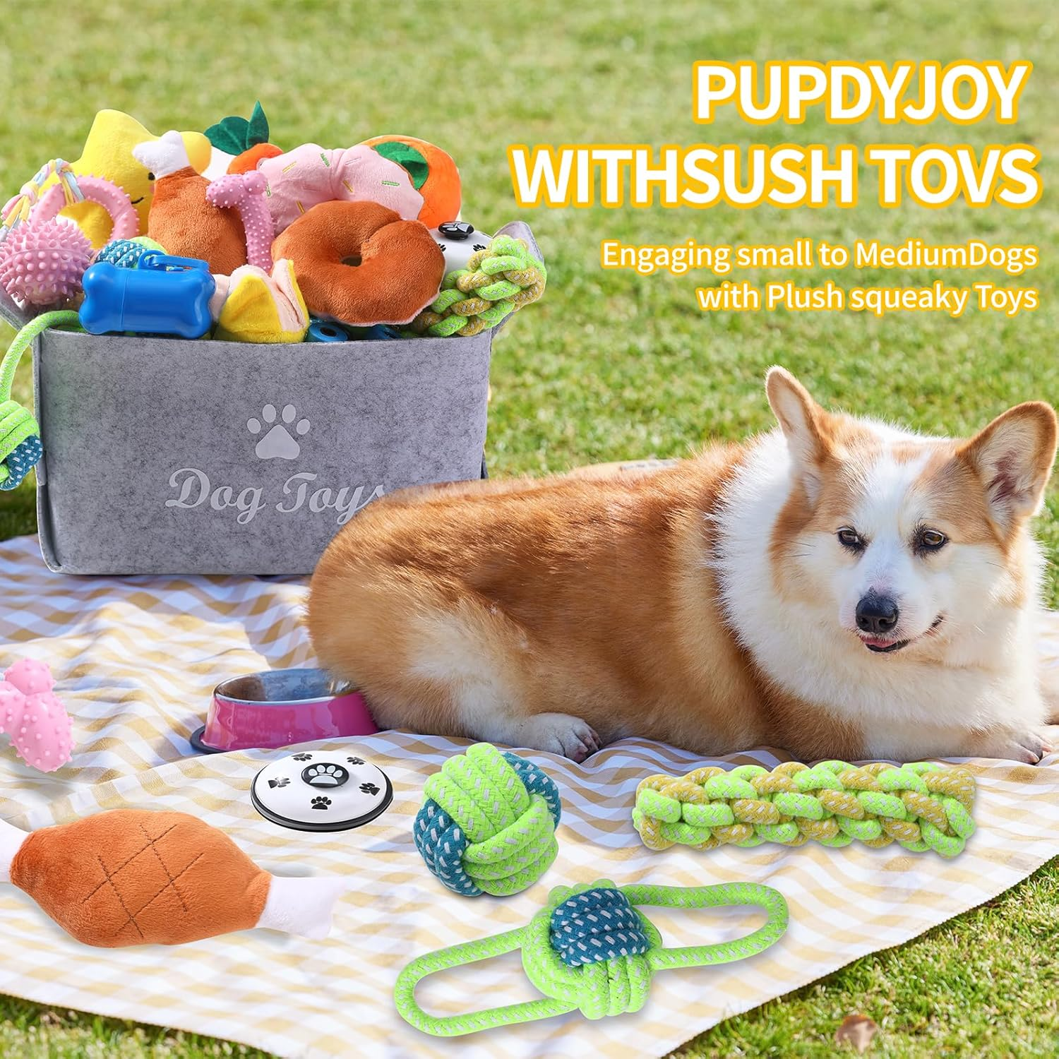 Restrogan 22 PACK Puppy Toys Set, Small Dog Toys Puppy Teething Toys with Dog Toy Box, Puppy Chew Toys, Dog Rope Toys Set with Cute Squeaky Dog Toys for Small and Medium Dogs Playing and Training