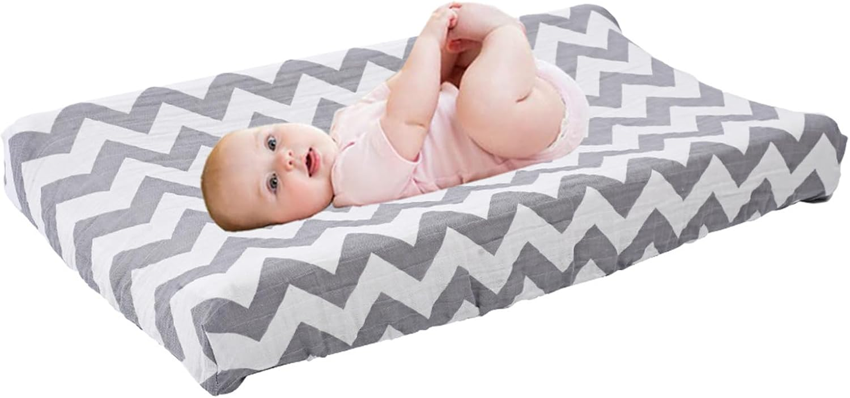 Cotton Diaper Changing Pad Cover, 82X41Cm Elastic Cute Pattern Cradle Mattress Sheets, Super Soft & Breathable, Stylish Flowers Animal Changing Pad Covers for for Baby Boys Girls（Cover Only）