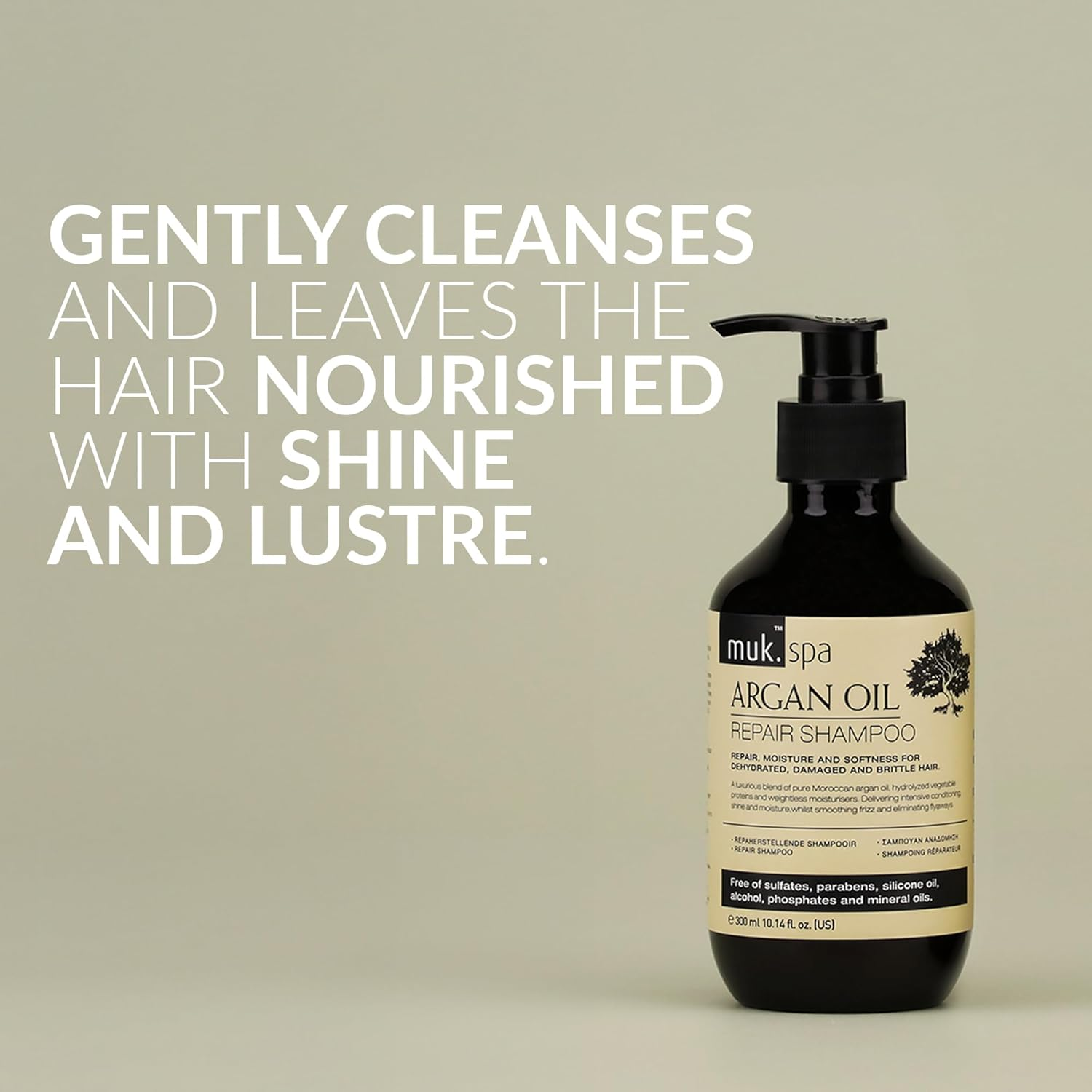 MUK. Argan Oil Shampoo for Hair Repair with Moroccan Oil & Hydrolysed Proteins - Hydrating Formula for Damaged, Dry & Brittle Hair. Colour Safe & Frizz Control, 300Ml image number 3