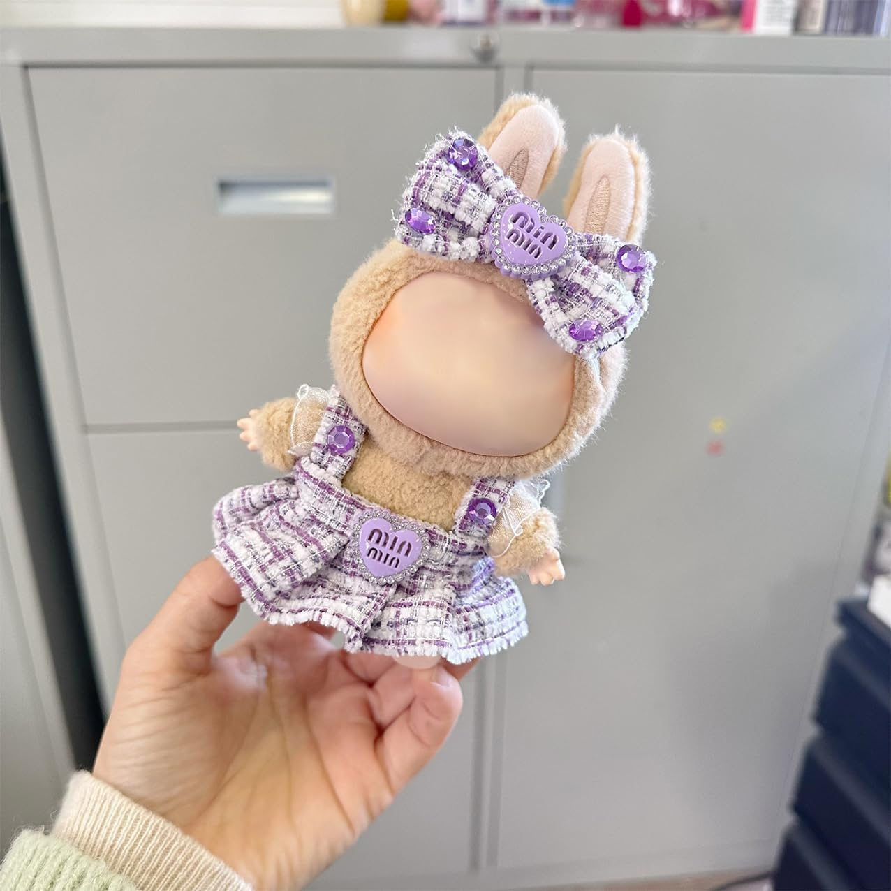 Doll Outfit Clothes Set for Labubu 17Cm, 2 Piece Clothes Set Compatible with Labubu, Fashion Dresses for Labubus Accessories (NO Doll) (Purple) image number 1