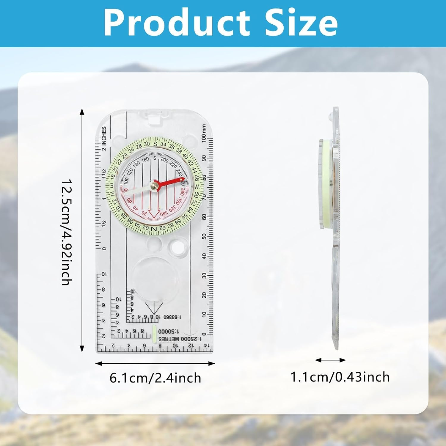 Orienteering Compass Outdoor Camping Compass - Hiking Backpacking Compass Advanced Scout Compass Navigation Boy Scout Kids Compasses for Map Reading Baseplate Compass Survival image number 1