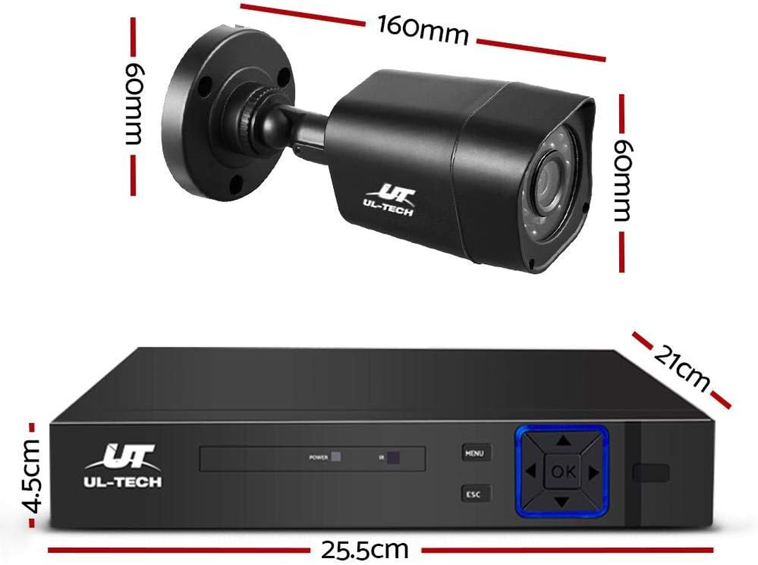 UL-TECH 4CH Wired Security Camera System - 4Pcs 1080P CCTV Square Cameras with H.264+ Compression, IP66, Smart Motion Detection & Email Alerts, Support P2P Remote image number 6