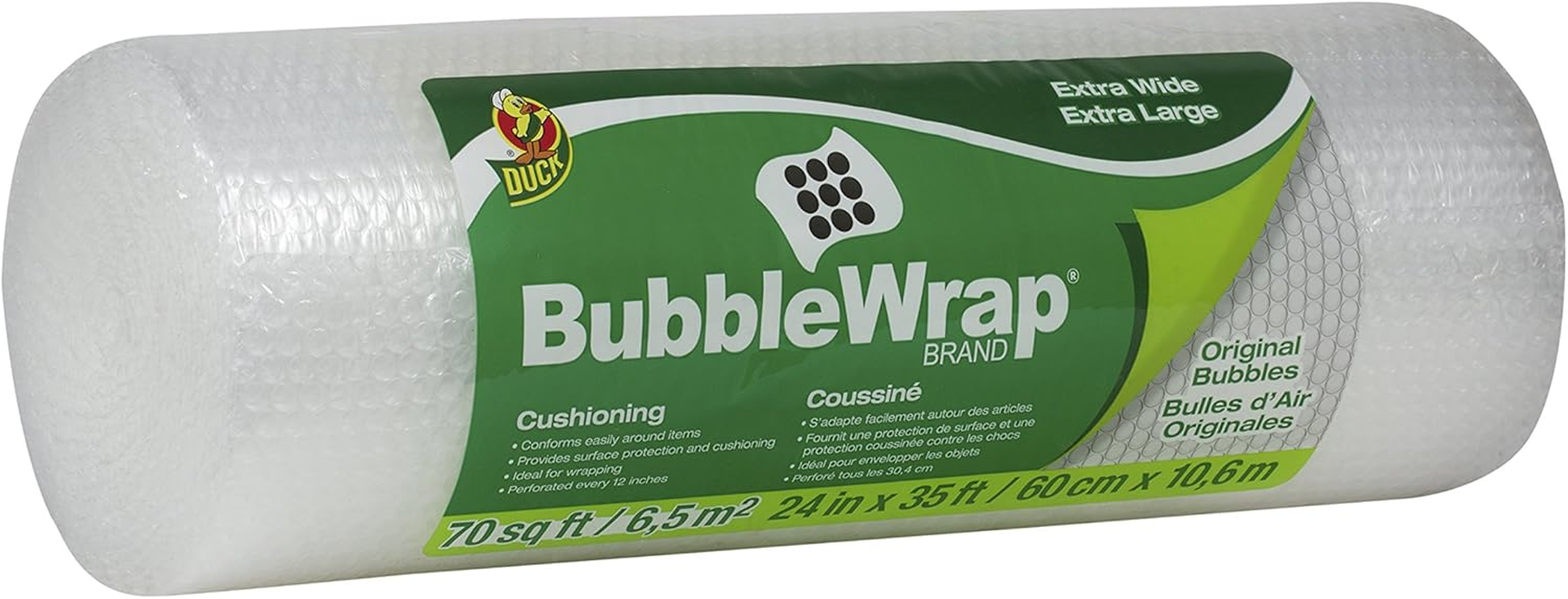 Duck Brand Bubble Wrap Roll, Original Bubble Cushioning, 12" X 175', Perforated Every 12" (286891) image number 4