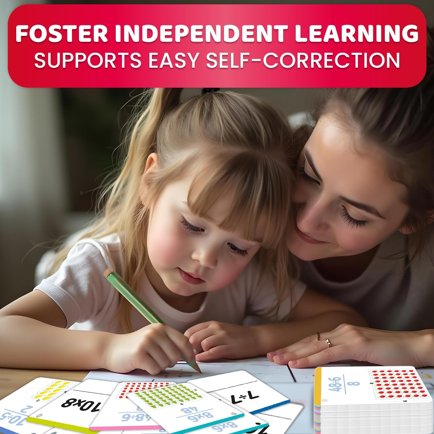 QUOKKA Multiplication and Division Flash Cards for Kids Ages 4-8 &ndash; 338 Math Flashcards for Kids 5-7 - Visual Aids | Sorting Rings | Reference Cards &ndash; Math Games 1St to 3Rd Grade for Classroom & Home image number 2