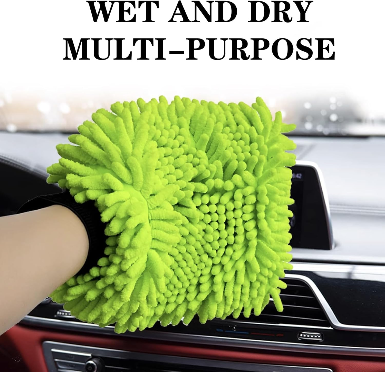 Chenille Microfiber Wash Mitt 2 Pack, Super Soapy Suds, Sponge for Washing Car, Removes Dirt and Grime on Paint, Glass, Plastic and Chrome, Professional Grade Microfibre Sponge for Car Washing image number 3