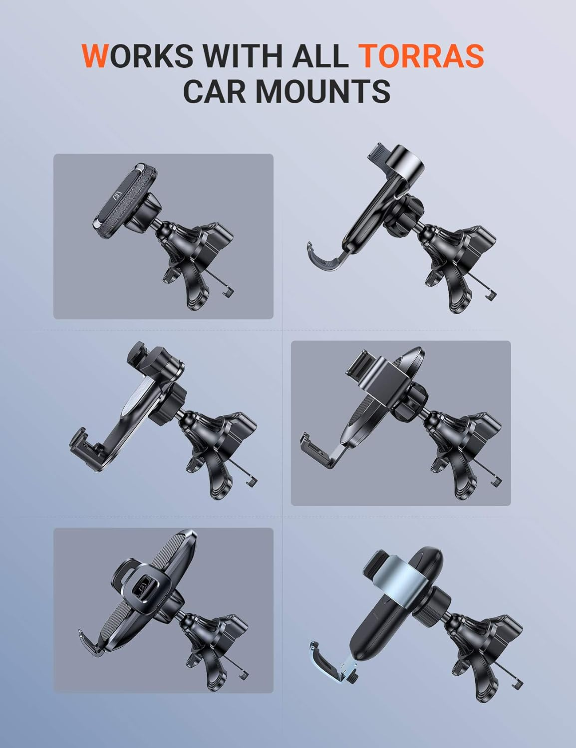 TORRAS Phone Holder for Car [Vertical & Circle Vent Friendly] Universal Stable Car Phone Mount Air Vent Holder Cradle Case Friendly (Clip) image number 4