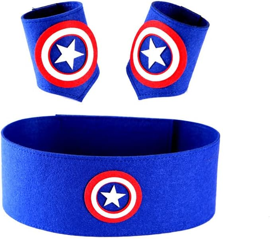 Ricjurzzty Superhero Costume Set for Kids Superhero Capes ， Masks ， Toys and Costume Gloves Halloween Cosplay Birthday Party for Kids (Blue)