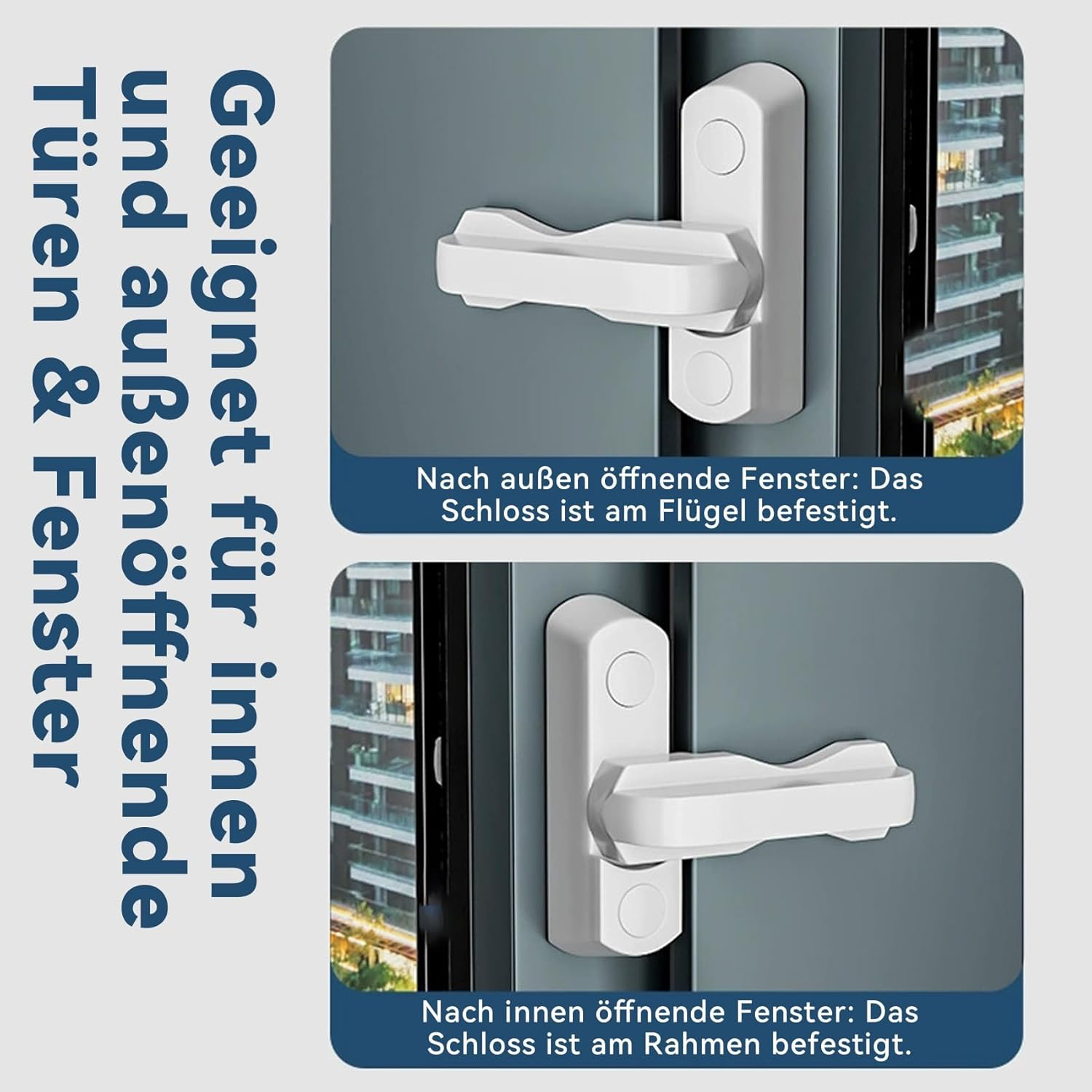 Xiciki Pack of 4 Children'S Window Lock, Burglary Protection, Window Latch, No Drilling, for UPVC Window, Door, Balcony, Child Lock image number 5