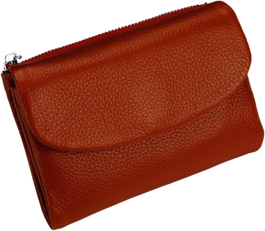 Unisex Leather Wallet, 5.3In Short Genuine Leather Coin Card Holder, Unisex Clutch Bags with Credit Card Holder and Cash Slots (Light Blue)