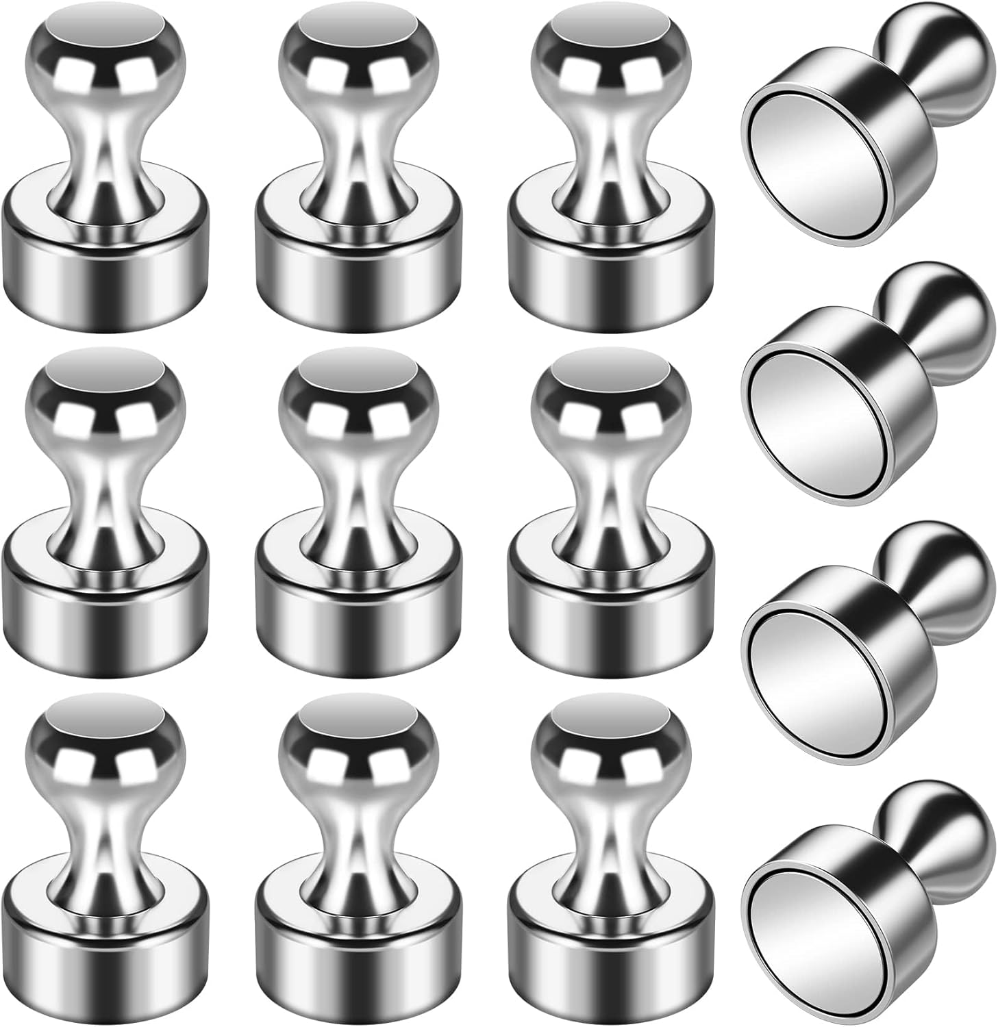 Grtard 12 Pack Magnetic Push Pins Fridge Magnets Whiteboard Magnets, Small Neodymium Magnets Push Pin Magnets for Whiteboard, Fridge, Map Magnets Refrigerator Magnets for Office, School, Locker image number 4