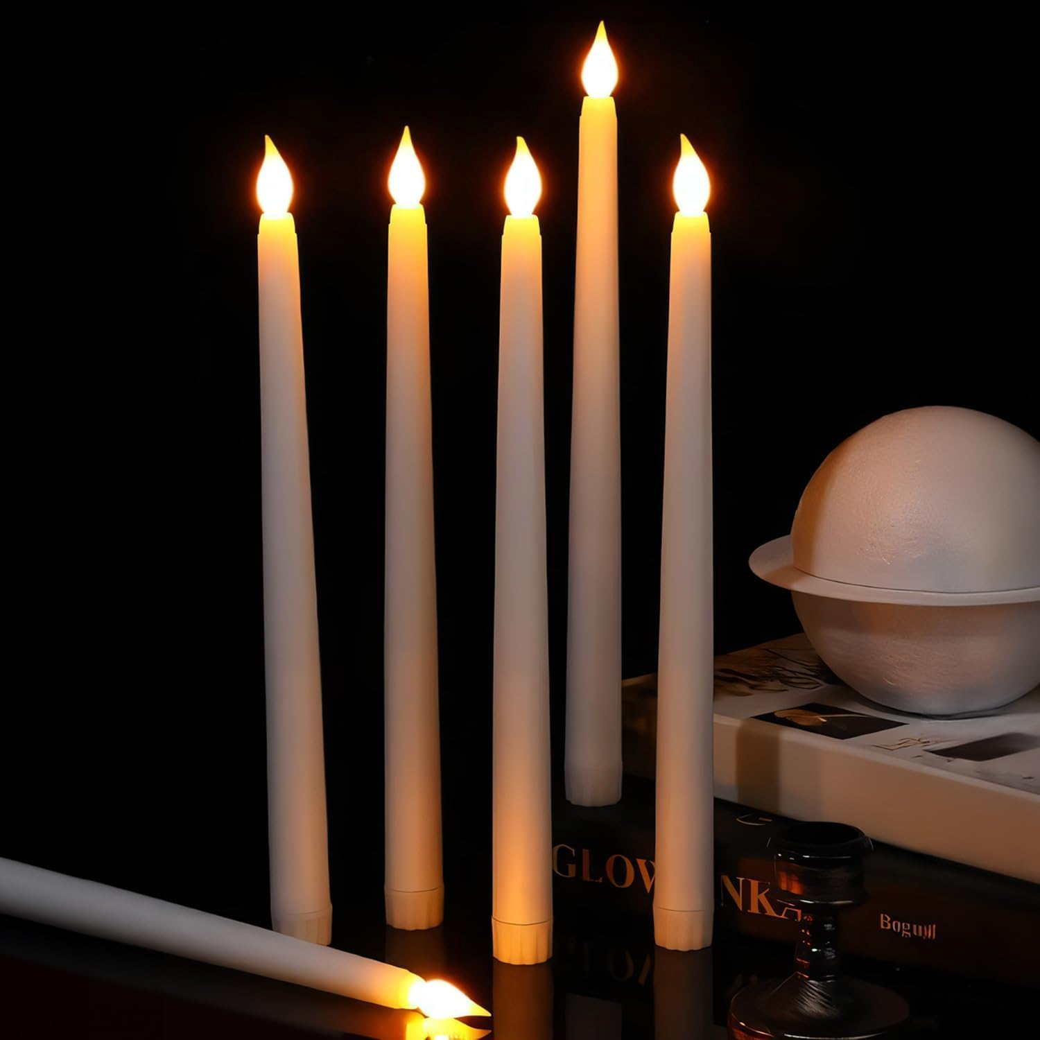 LED Flameless Candles Taper Flickering with 10-Key Remote Battery Operated Window Candles Lights Set of 6 Led Warm 3D Wick Light for Christmas Diwali Home Wedding Decor image number 5