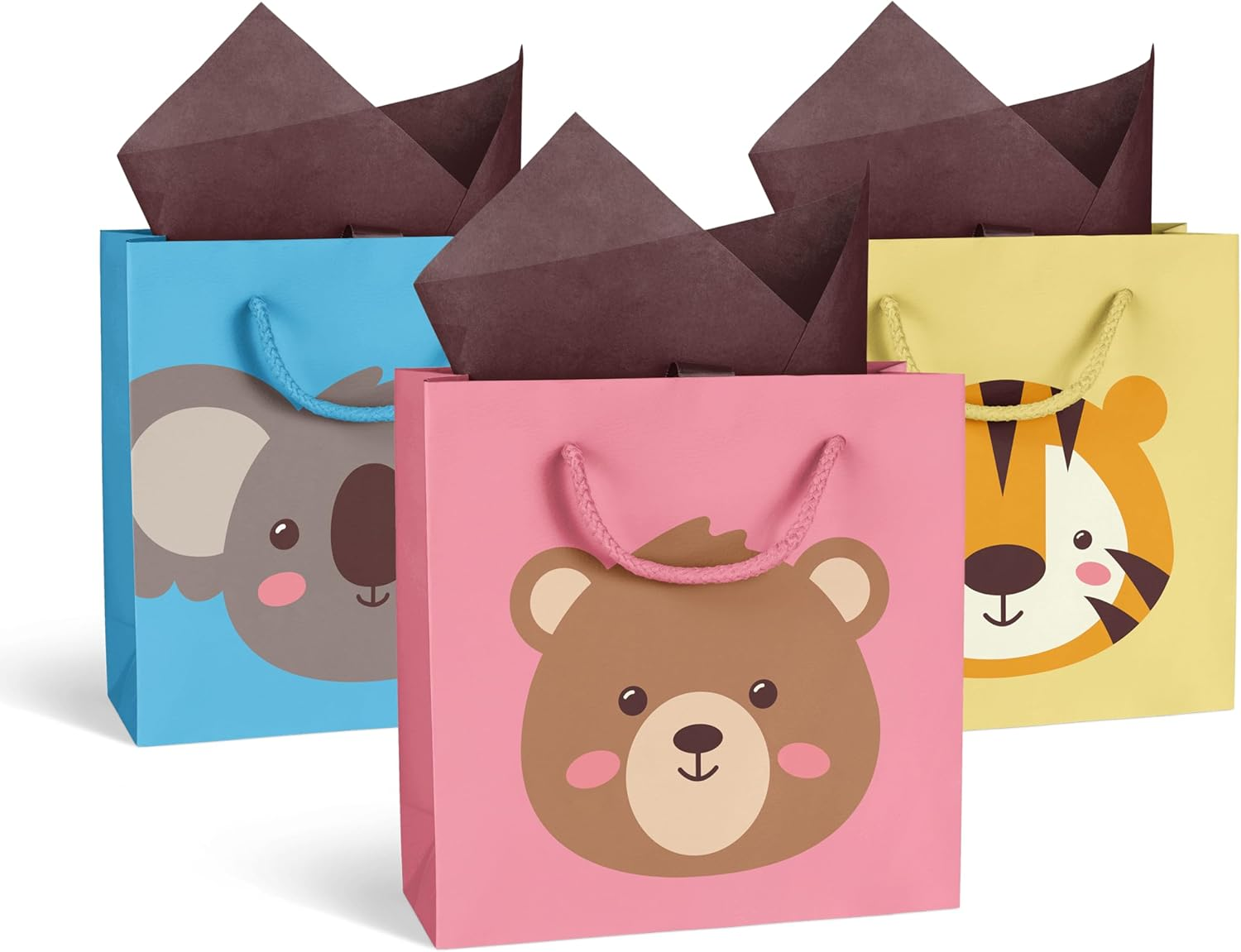 GIVEWRAP&reg; the Gift Wrap That Gives to Charity. 3Pcs Gift Bags Baby Animals Large Size with Handle and Gift Tag. for Any Birthday, Weddings, Mothers Day & Special Occasion 33Cm*26.5Cm*14Cm Eco-Friendly image number 2